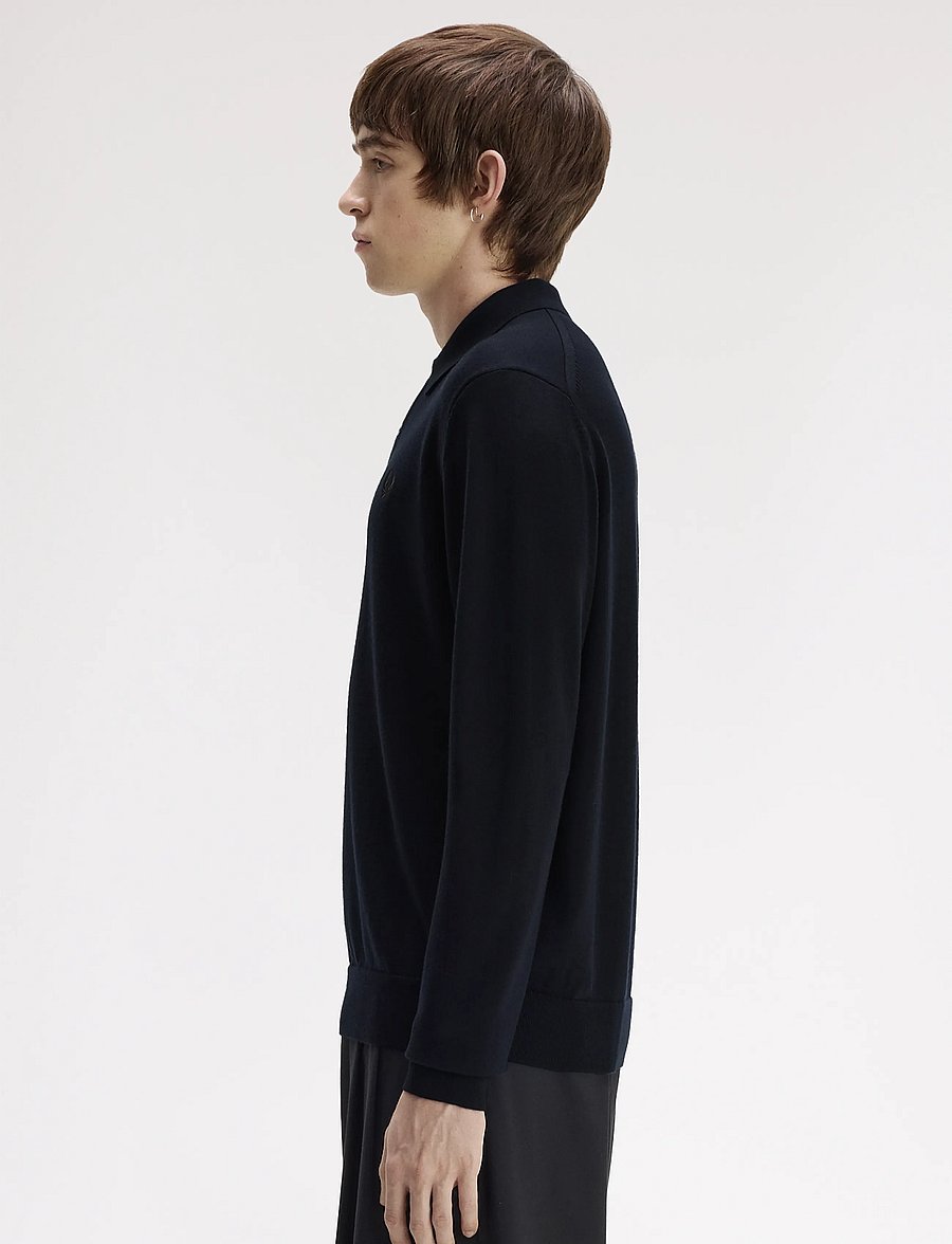 Fred Perry - CLASSIC KNITTED SHIRT LS - langärmelig - navy - 3