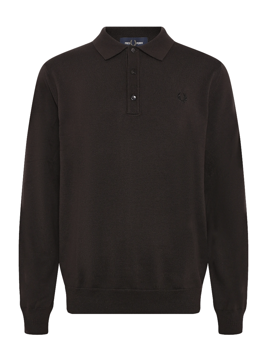 Fred Perry - CLASSIC KNITTED SHIRT LS - langärmelig - rich brown - 1