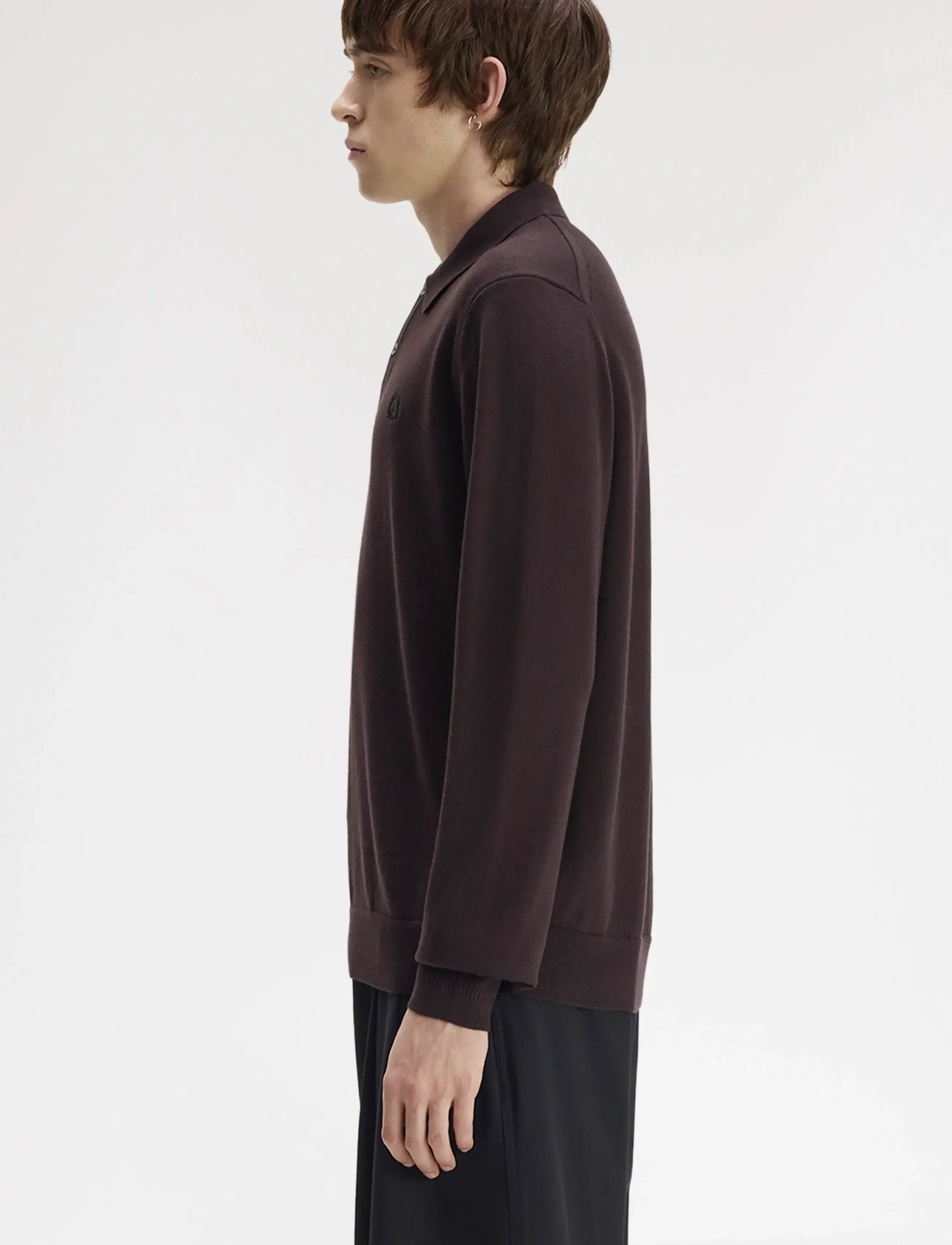 Fred Perry - CLASSIC KNITTED SHIRT LS - langärmelig - rich brown - 3