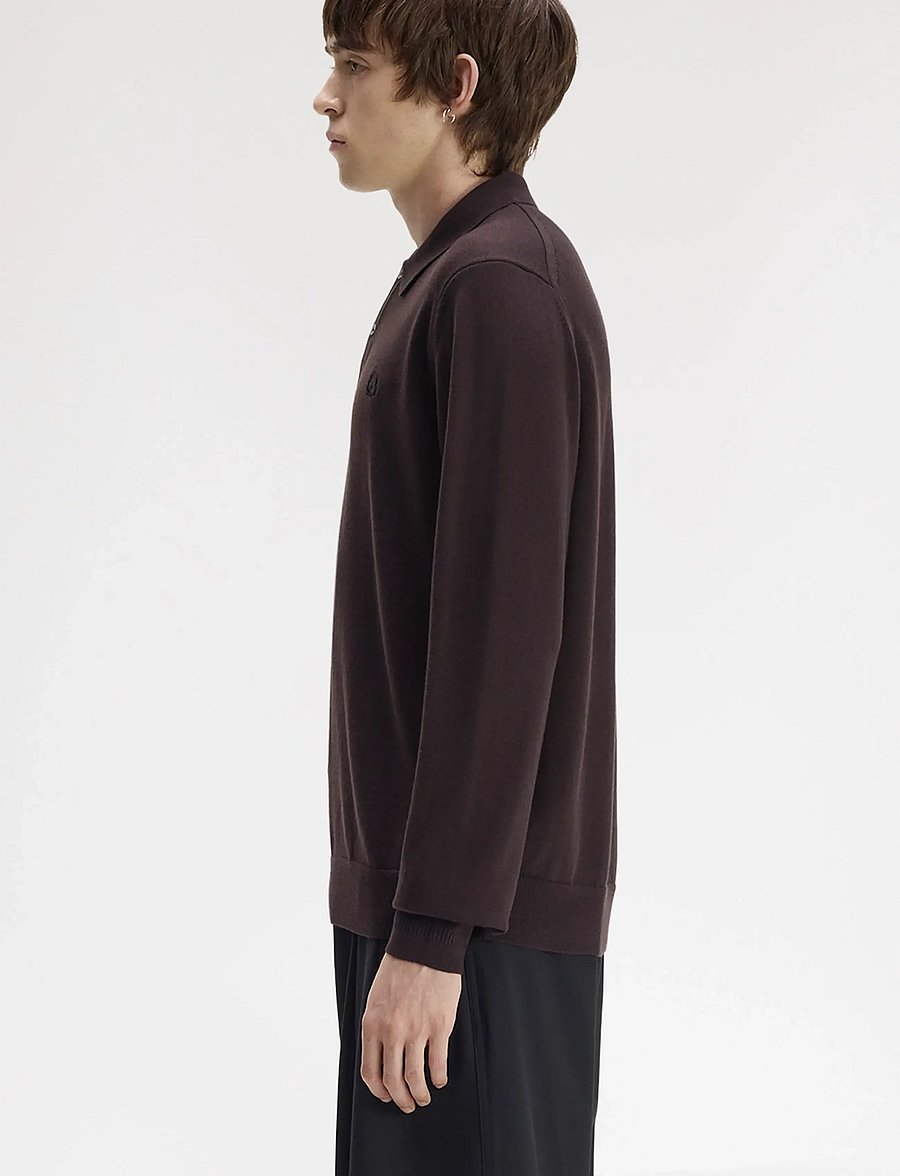 Fred Perry - CLASSIC KNITTED SHIRT LS - langärmelig - rich brown - 3