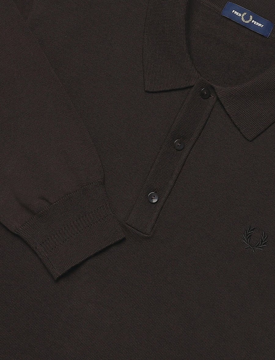 Fred Perry - CLASSIC KNITTED SHIRT LS - langärmelig - rich brown - 4