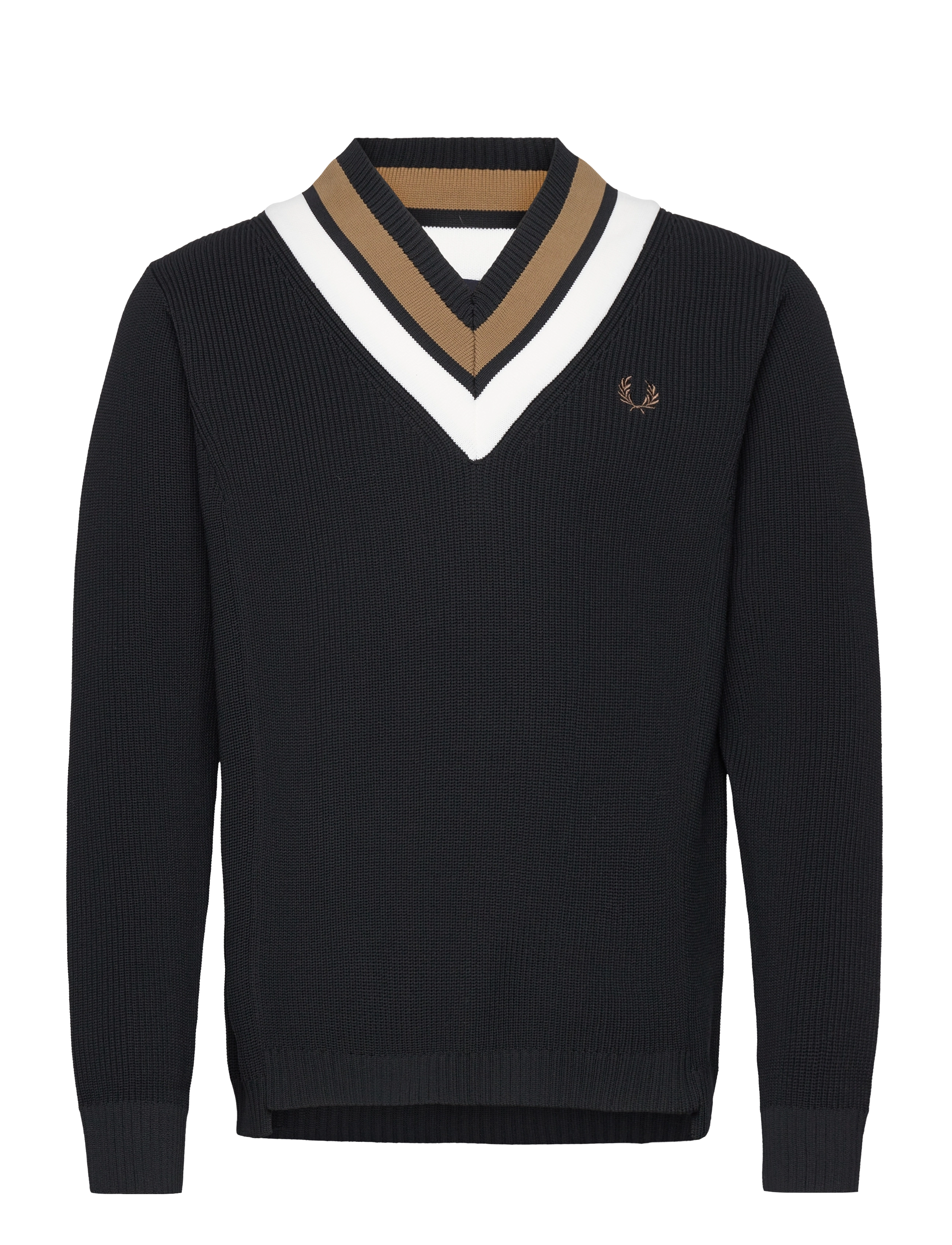 Fred Perry - STRIPED V/N JUMPER - black - 0