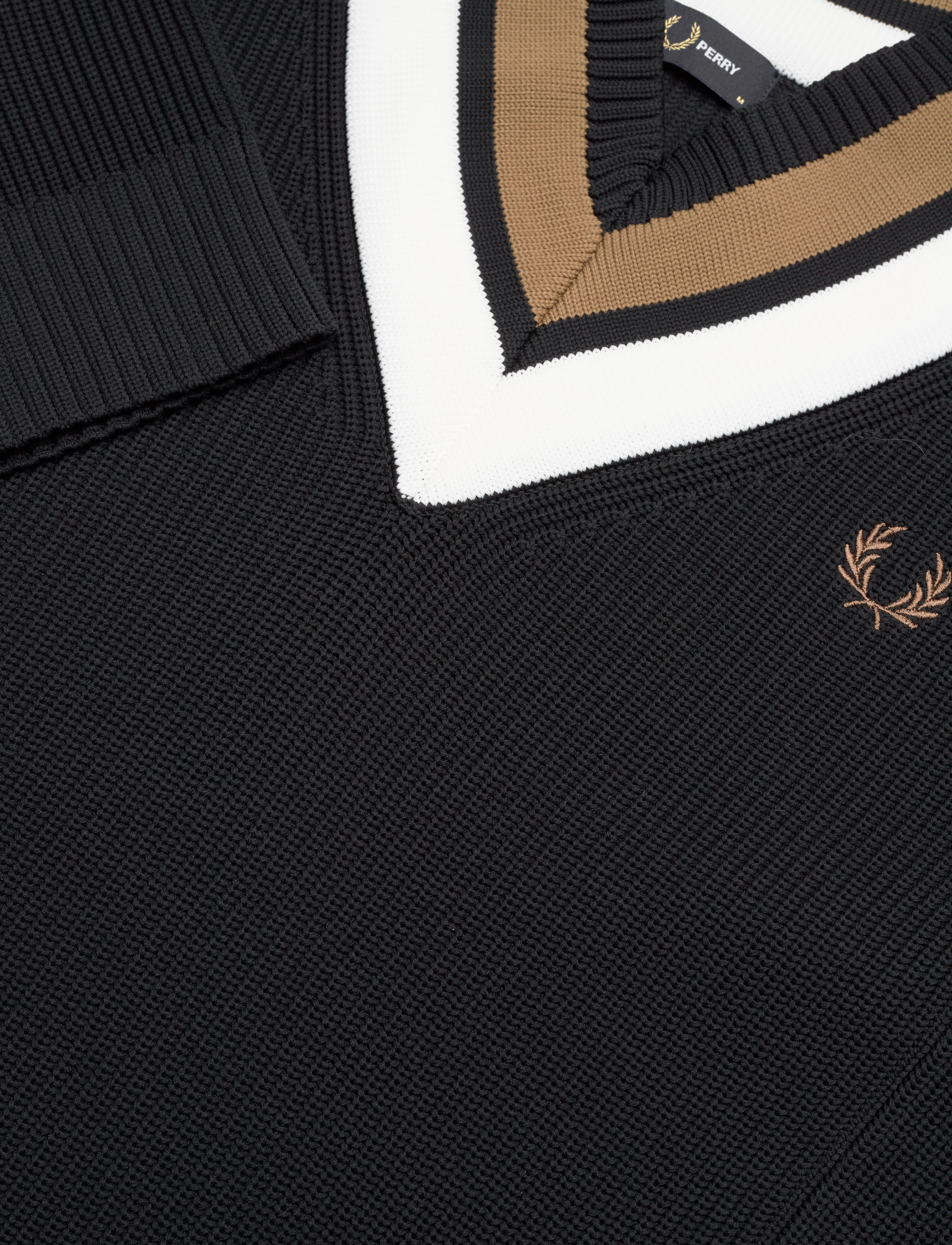Fred Perry - STRIPED V/N JUMPER - black - 2