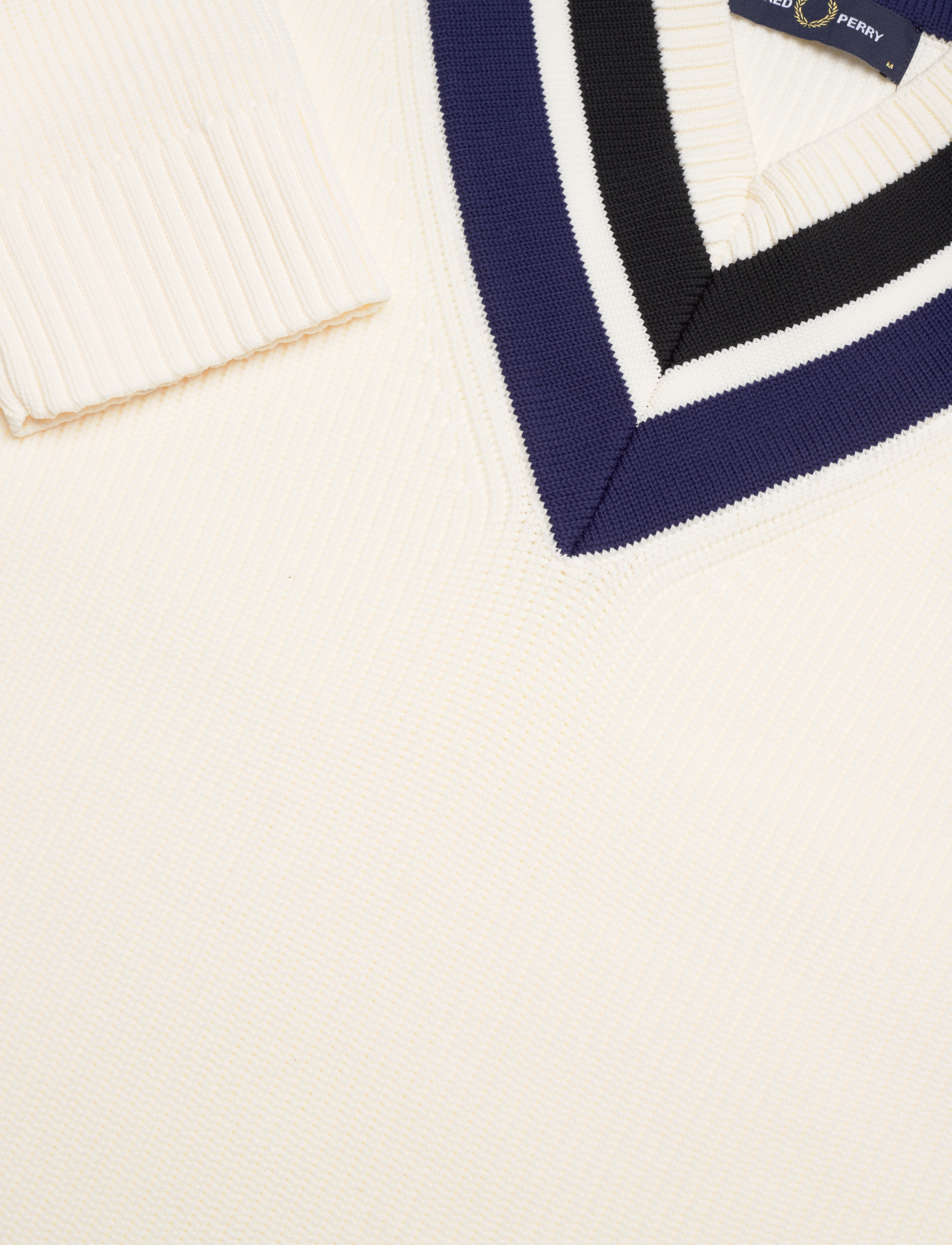 Fred Perry - STRIPED V/N JUMPER - ecru - 2