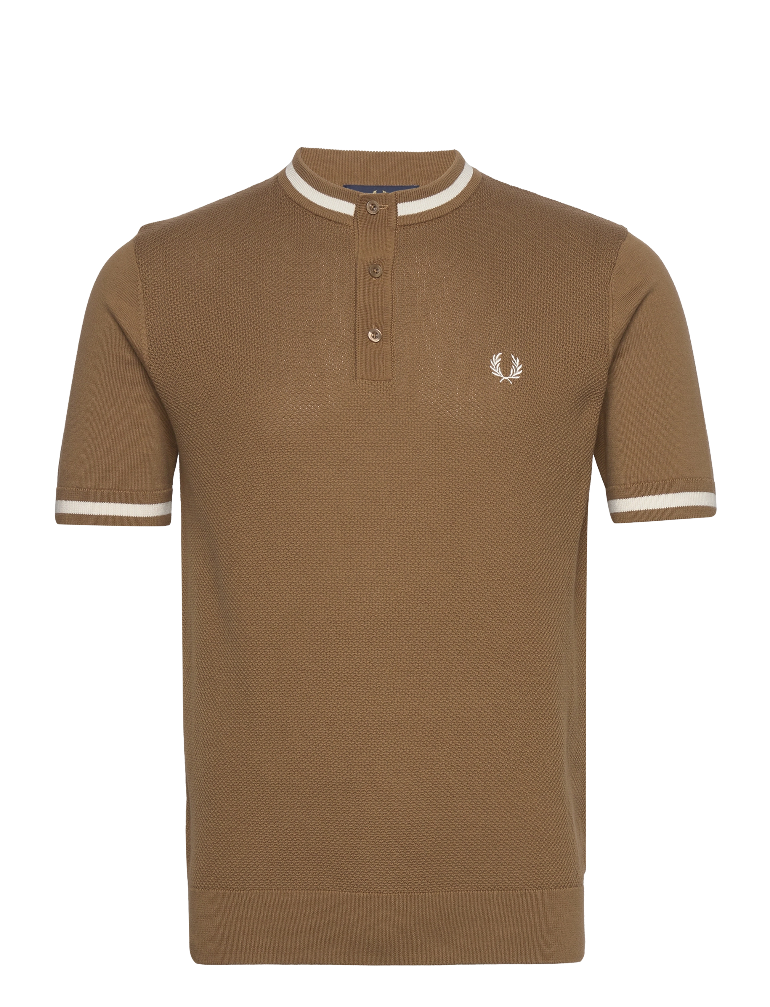 TEXTUR FRONT KNIT HENLEY - SHADED STONE