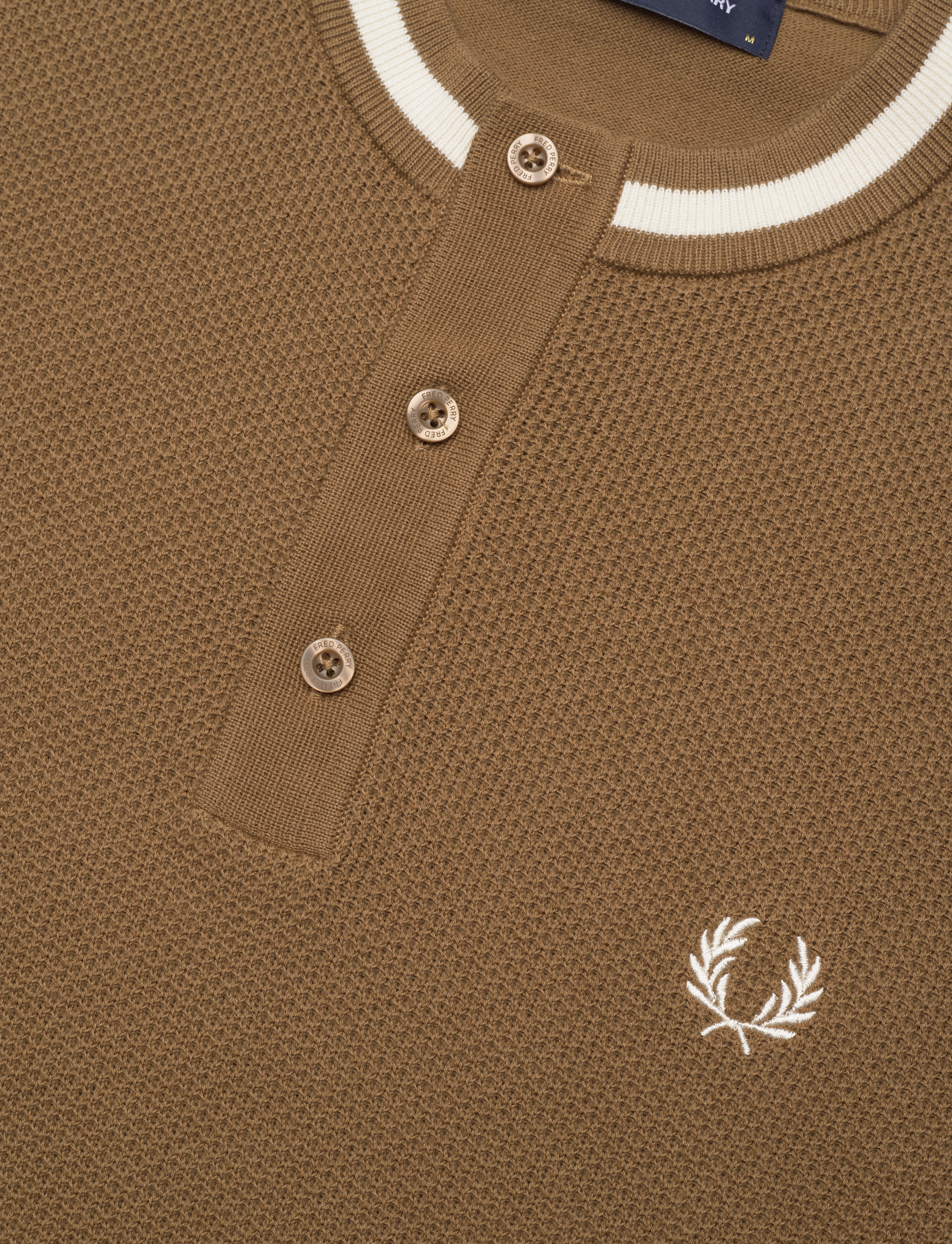 Fred Perry - TEXTUR FRONT KNIT HENLEY - shaded stone - 2