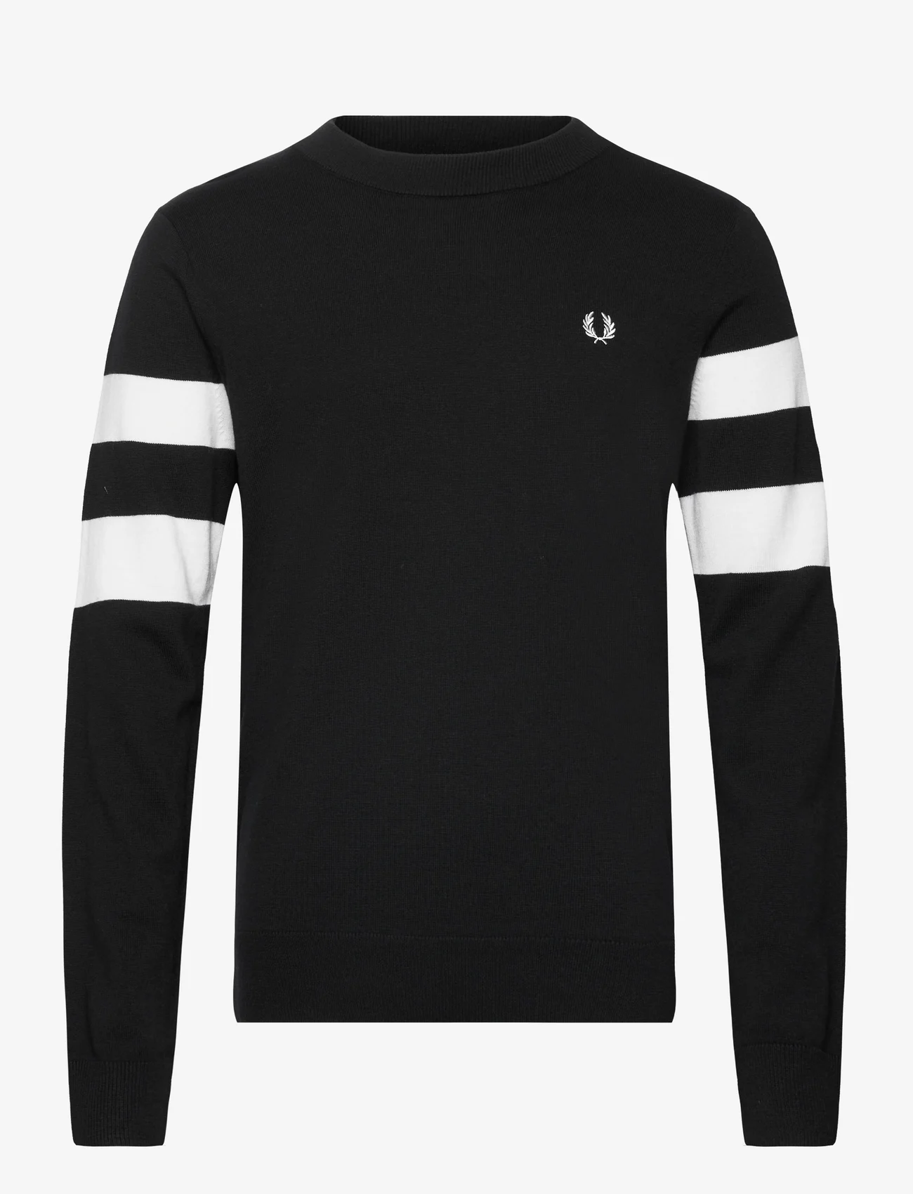 Fred Perry - TIPPED SLEEVE JUMPER - knitted round necks - black - 0