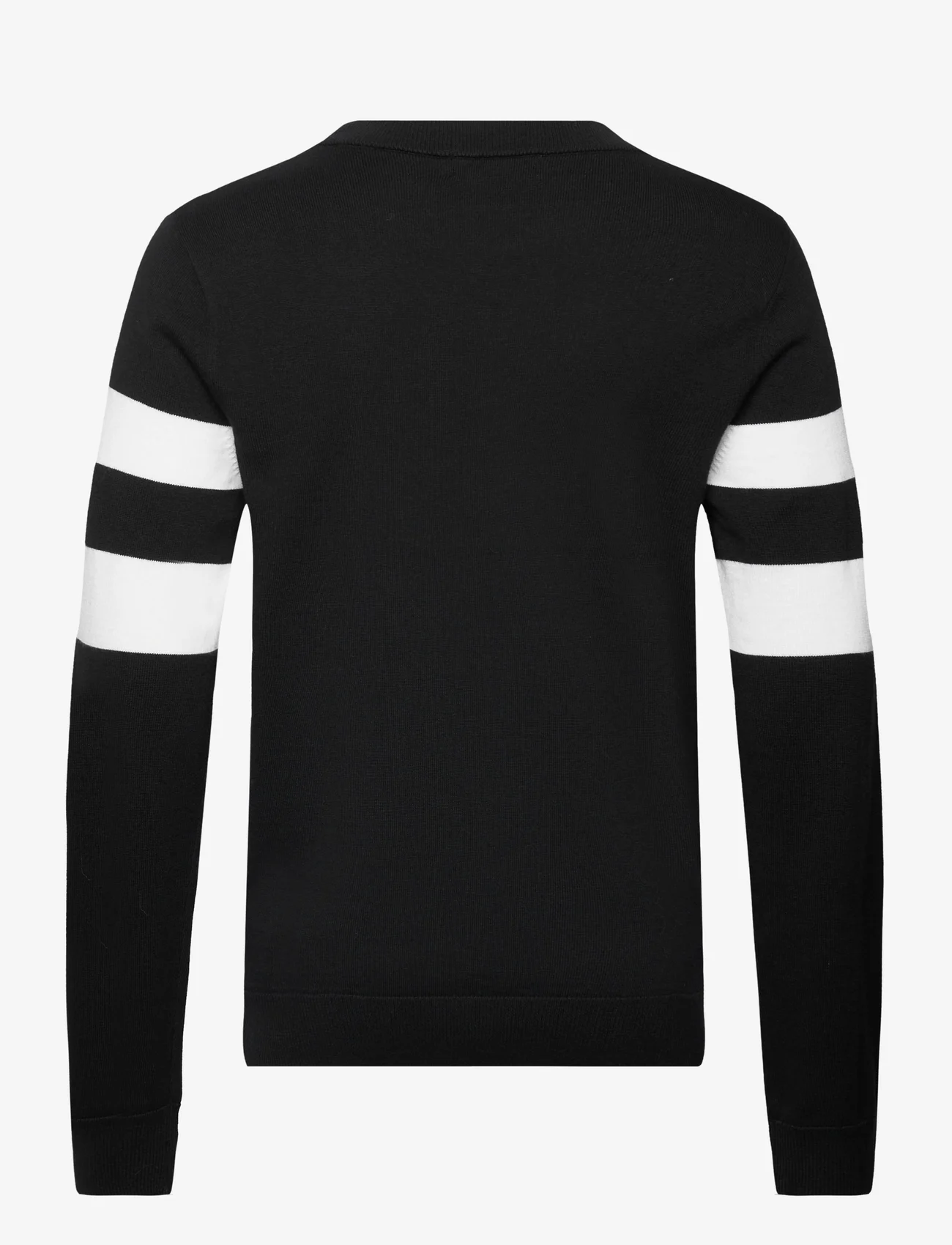 Fred Perry - TIPPED SLEEVE JUMPER - knitted round necks - black - 1