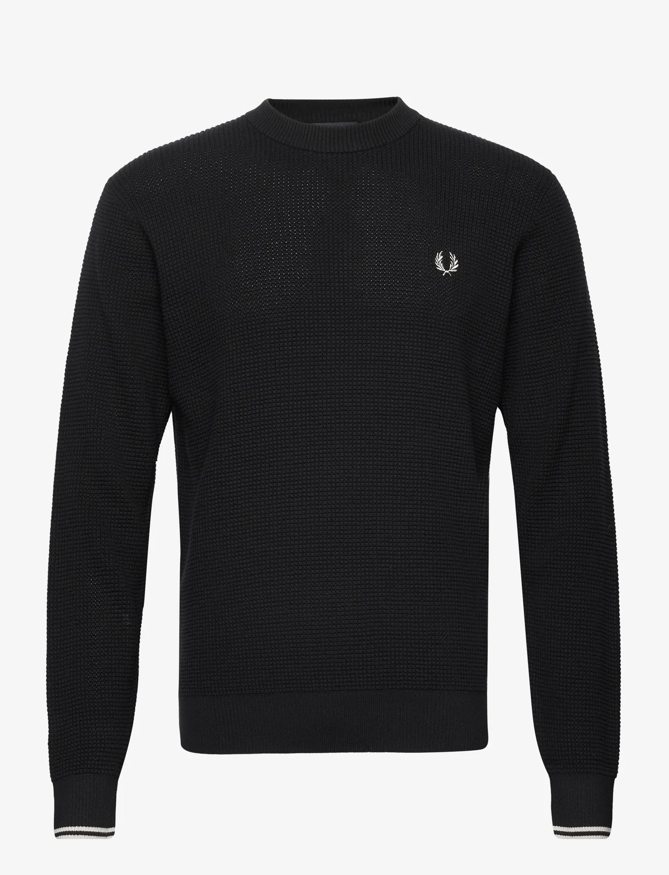 Fred Perry - WAFFLE STITCH JUMPER - knitted round necks - black - 0