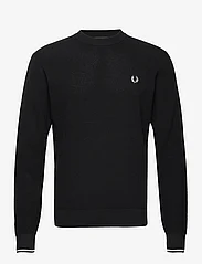 Fred Perry - WAFFLE STITCH JUMPER - knitted round necks - black - 0
