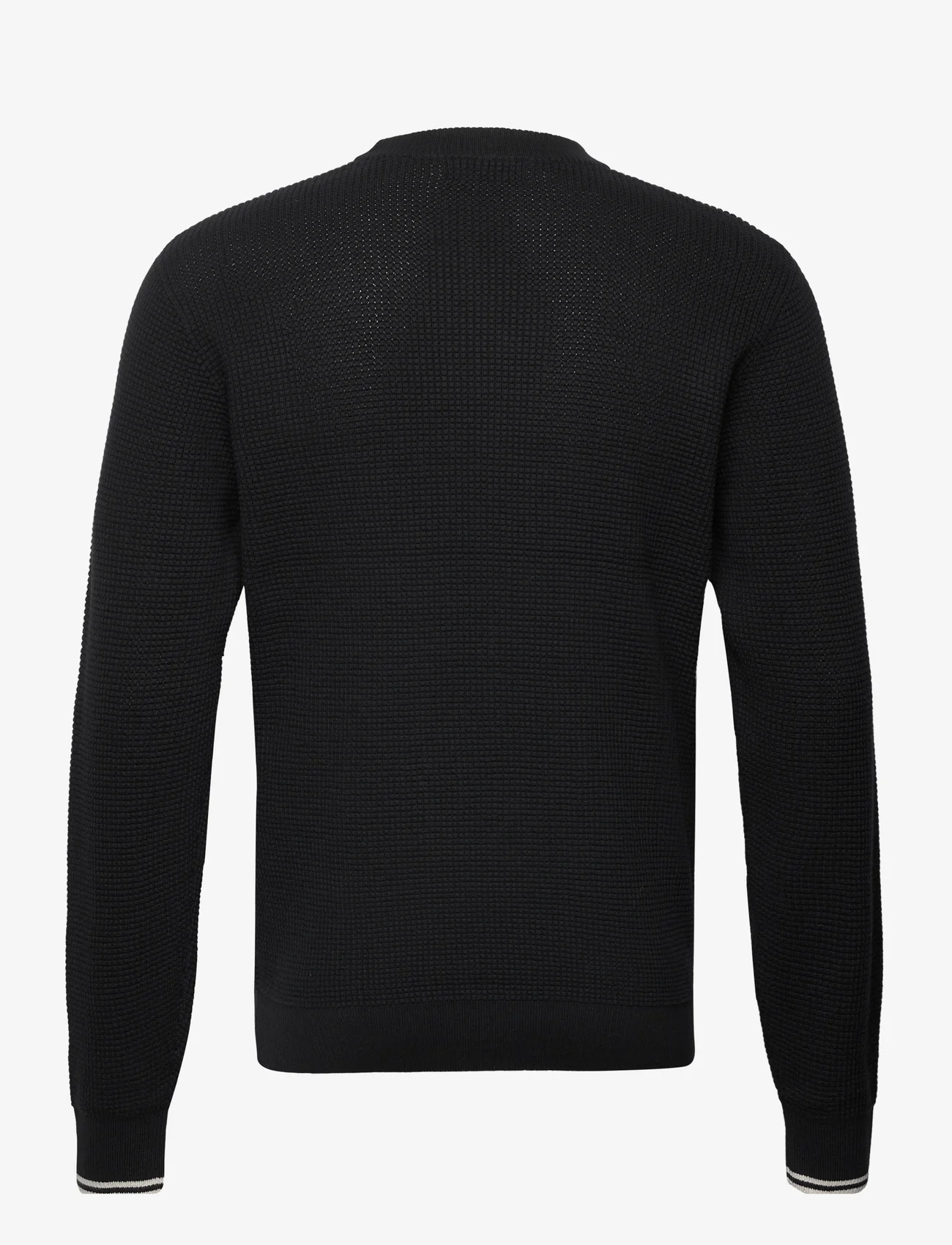 Fred Perry - WAFFLE STITCH JUMPER - knitted round necks - black - 1