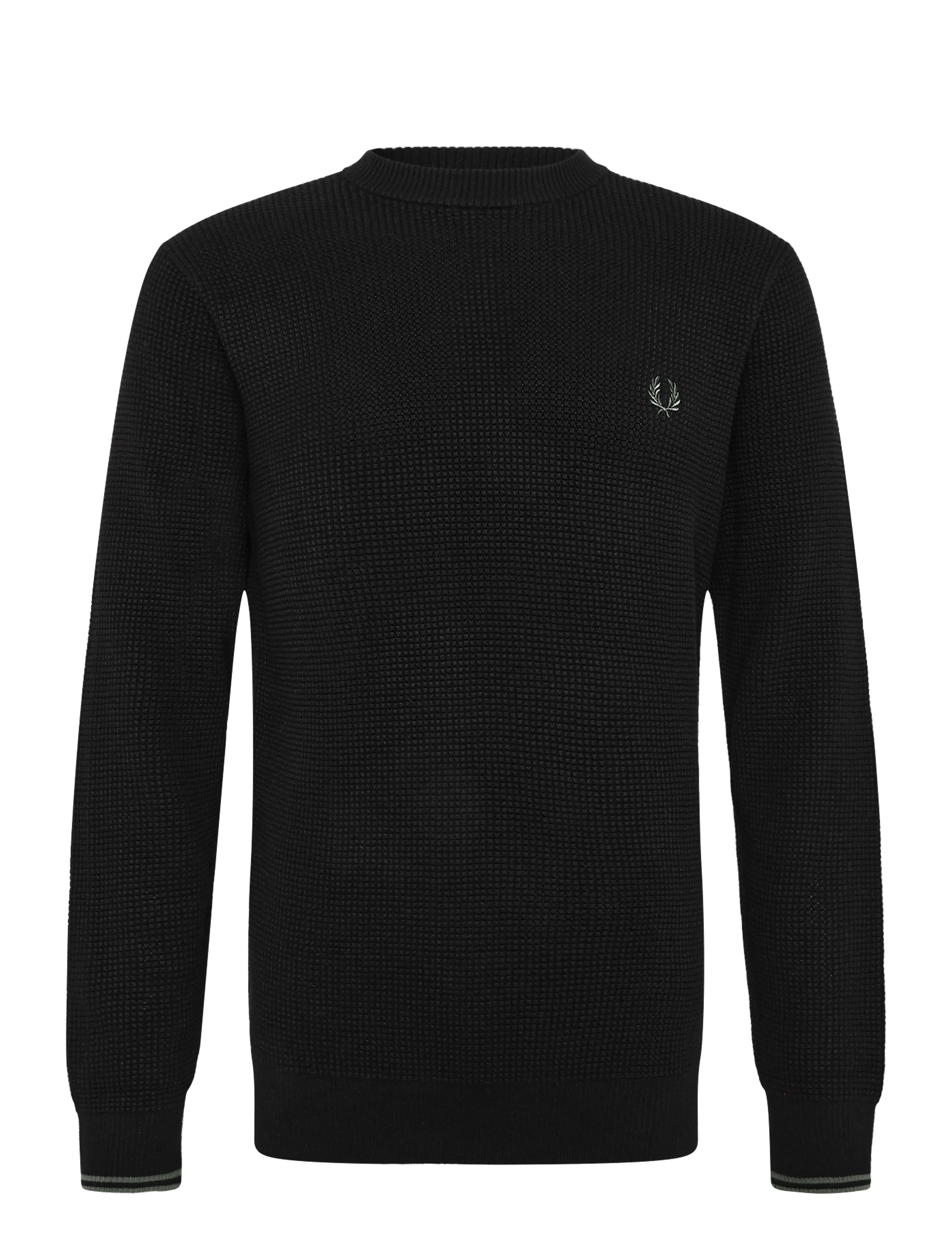 Fred Perry WAFFLE STITCH JUMPER - Strik - BLACK / black