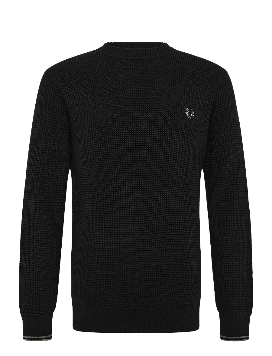 Fred Perry - WAFFLE STITCH JUMPER - rund hals - black - 1