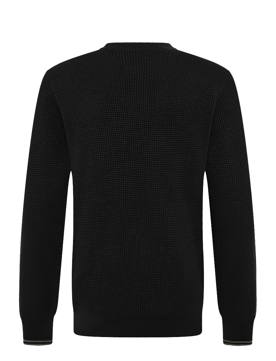 Fred Perry - WAFFLE STITCH JUMPER - rund hals - black - 2