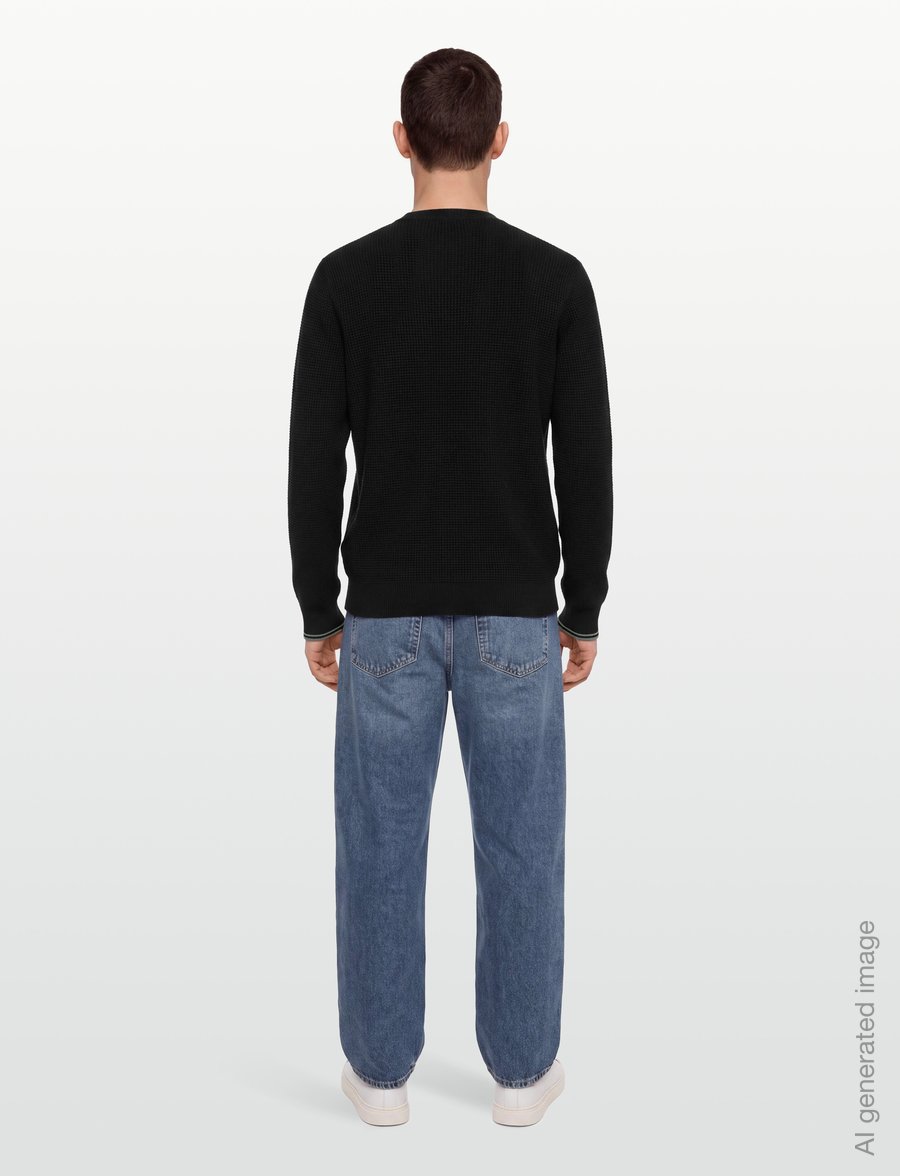 Fred Perry - WAFFLE STITCH JUMPER - rund hals - black - 4
