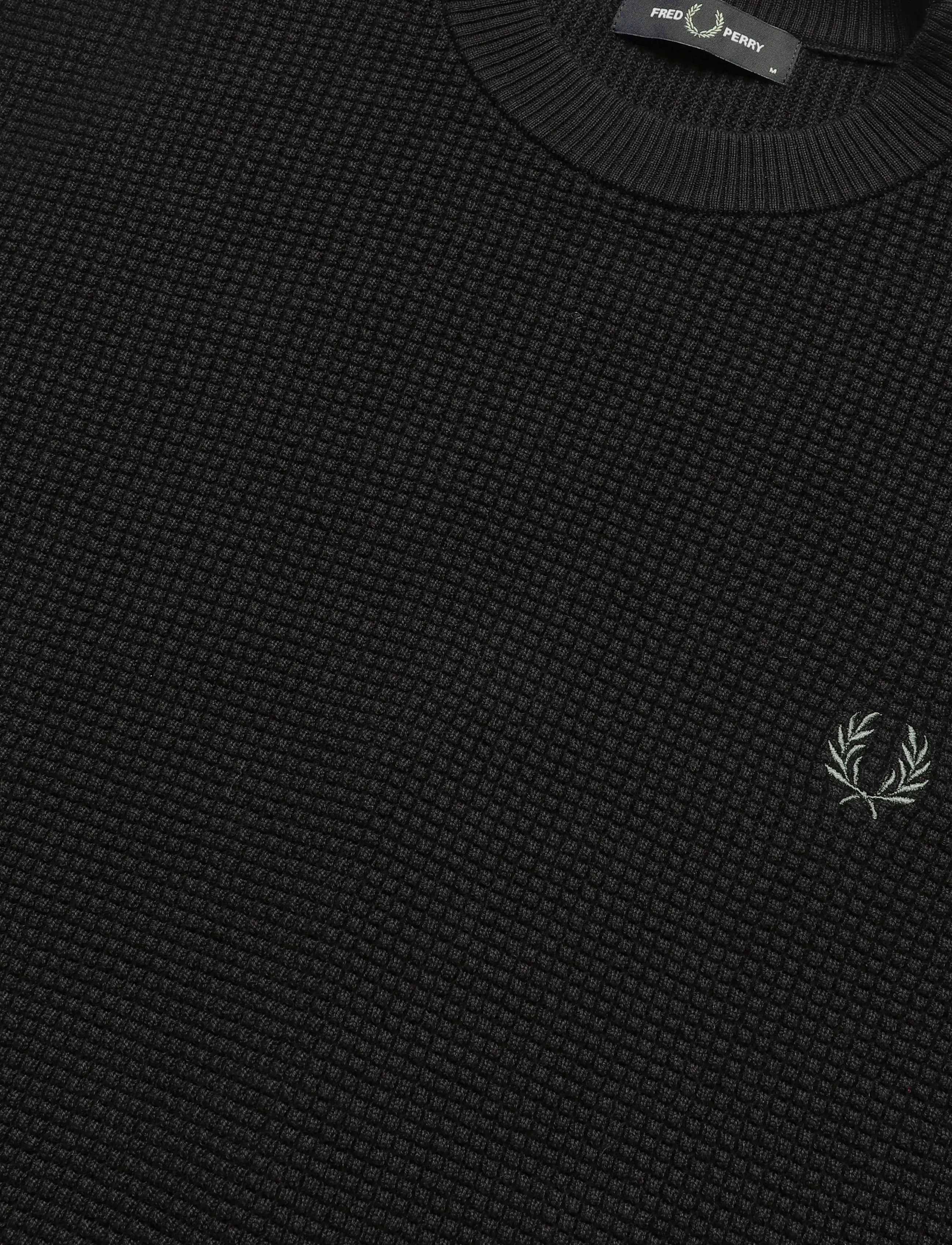 Fred Perry - WAFFLE STITCH JUMPER - rund hals - black - 5