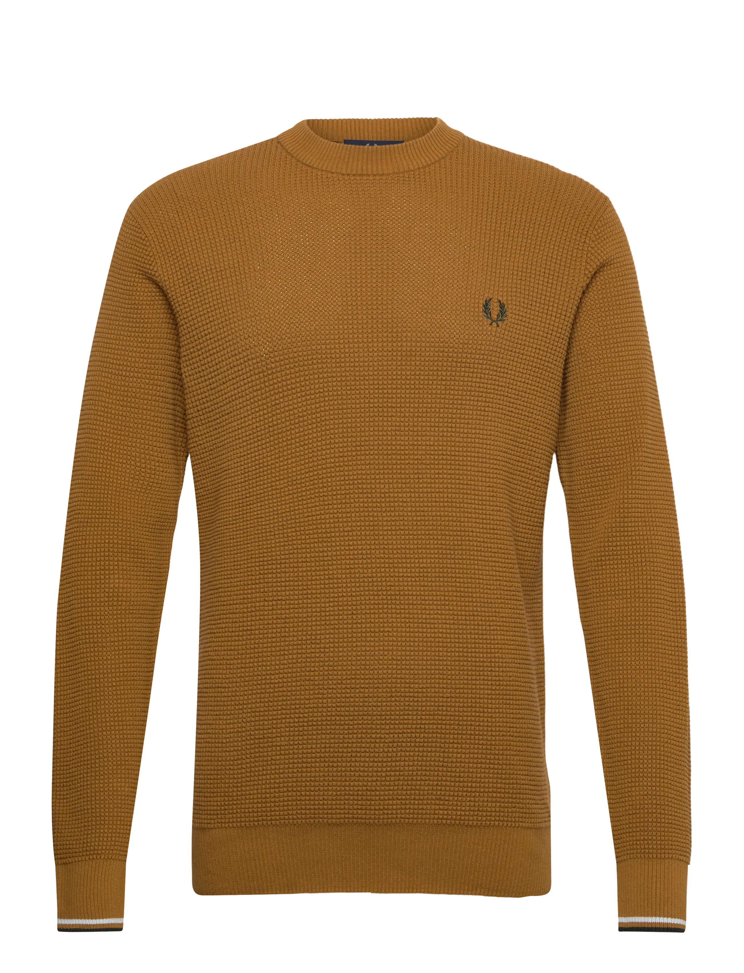 Fred Perry WAFFLE STITCH JUMPER - Riided - DARK CARAMEL / brown