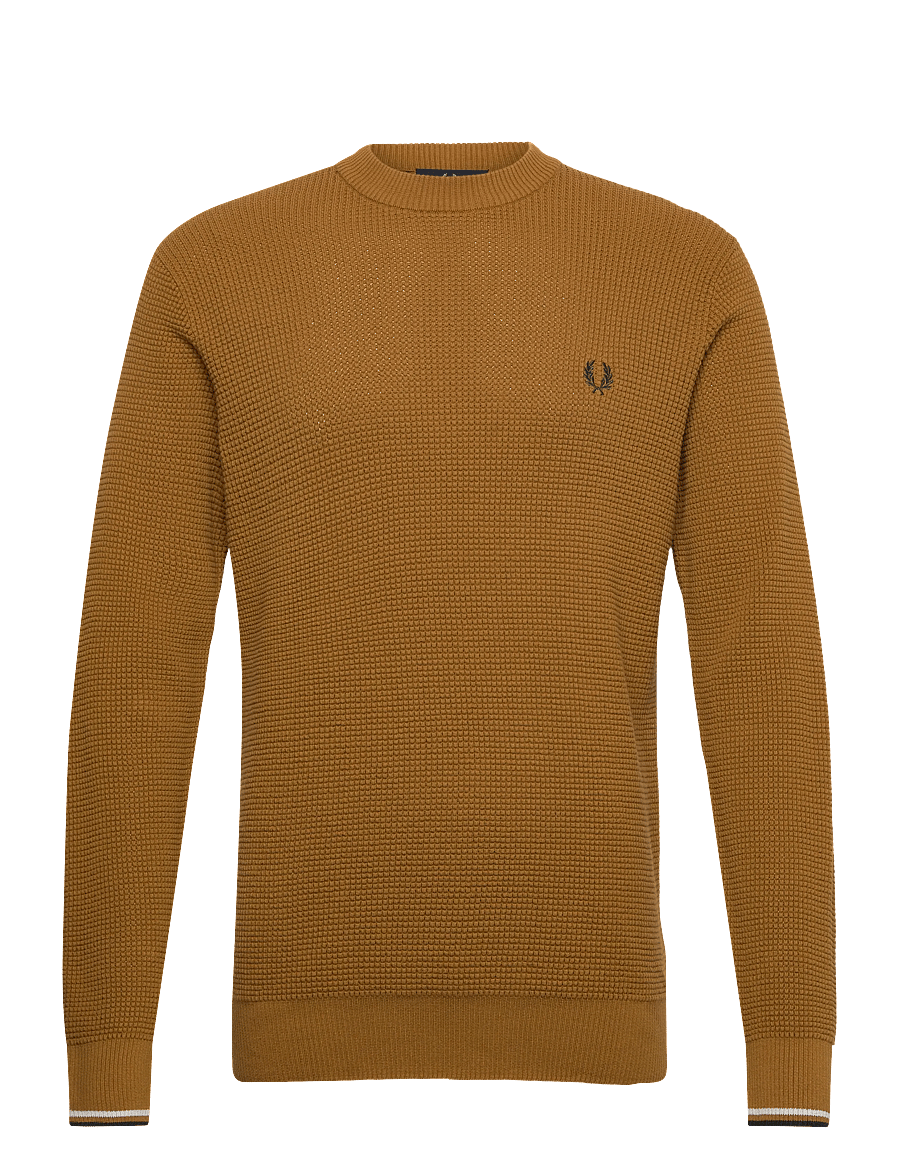 Fred Perry - WAFFLE STITCH JUMPER - Ümara kaelusega - dark caramel - 1