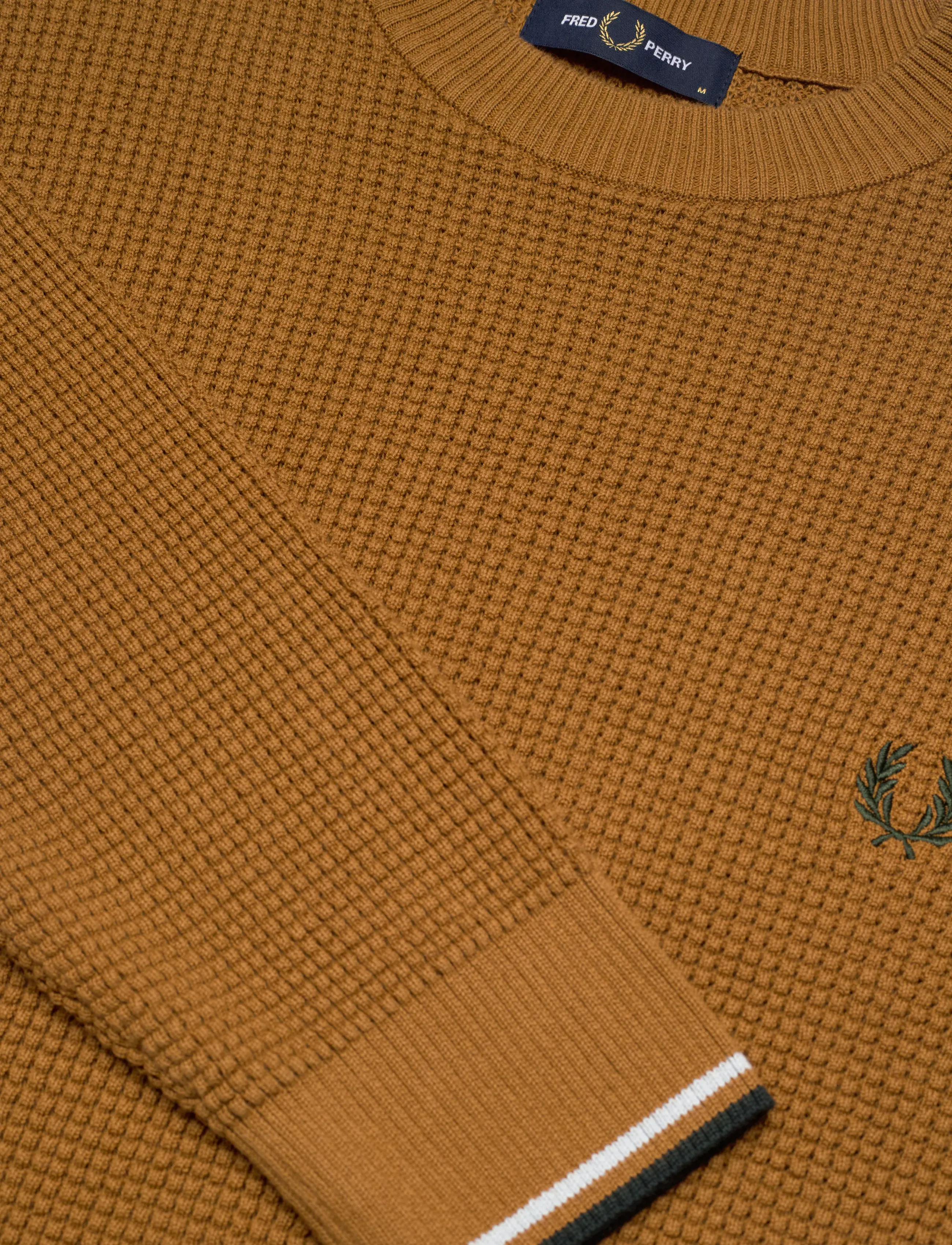 Fred Perry - WAFFLE STITCH JUMPER - Ümara kaelusega - dark caramel - 4