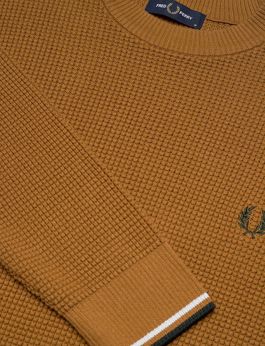 Fred Perry - WAFFLE STITCH JUMPER - Ümara kaelusega - dark caramel - 4