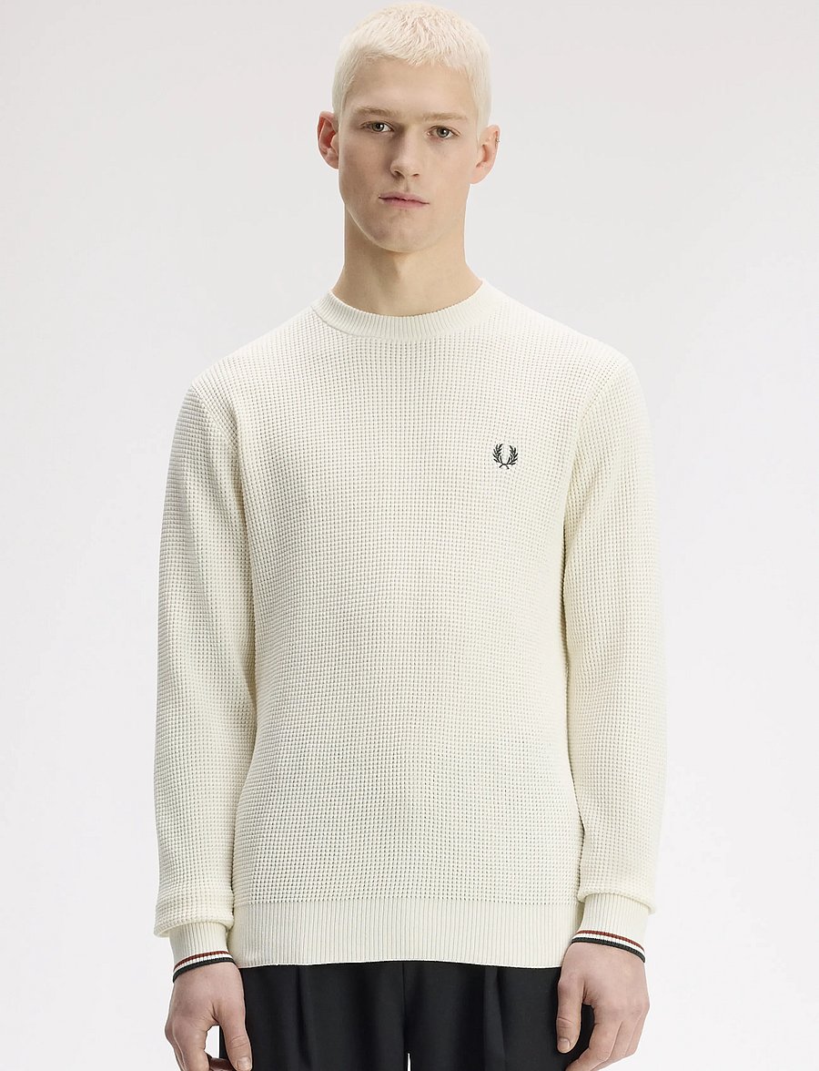 Fred Perry - WAFFLE STITCH JUMPER - rundhals - ecru - 0