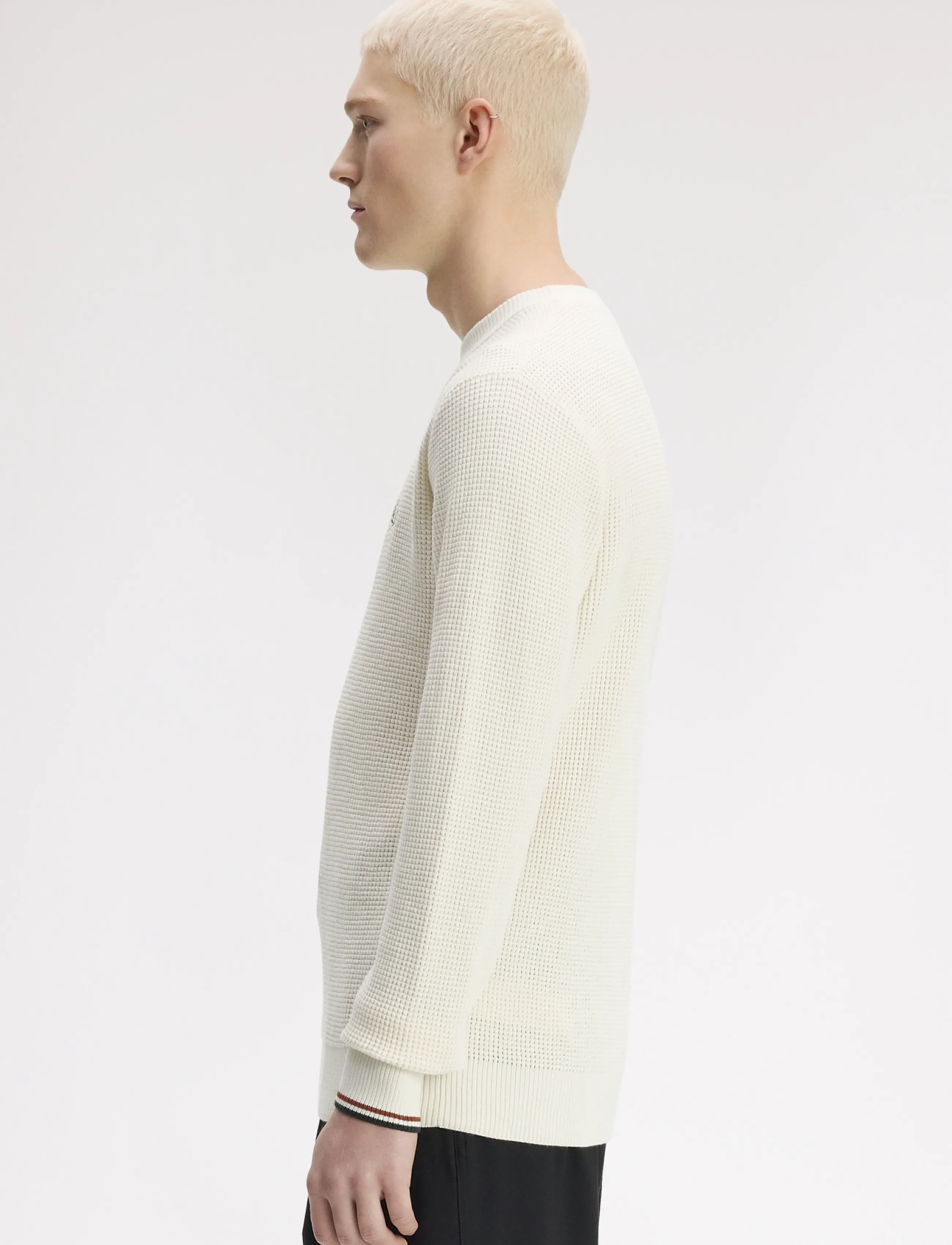 Fred Perry - WAFFLE STITCH JUMPER - rund hals - ecru - 3