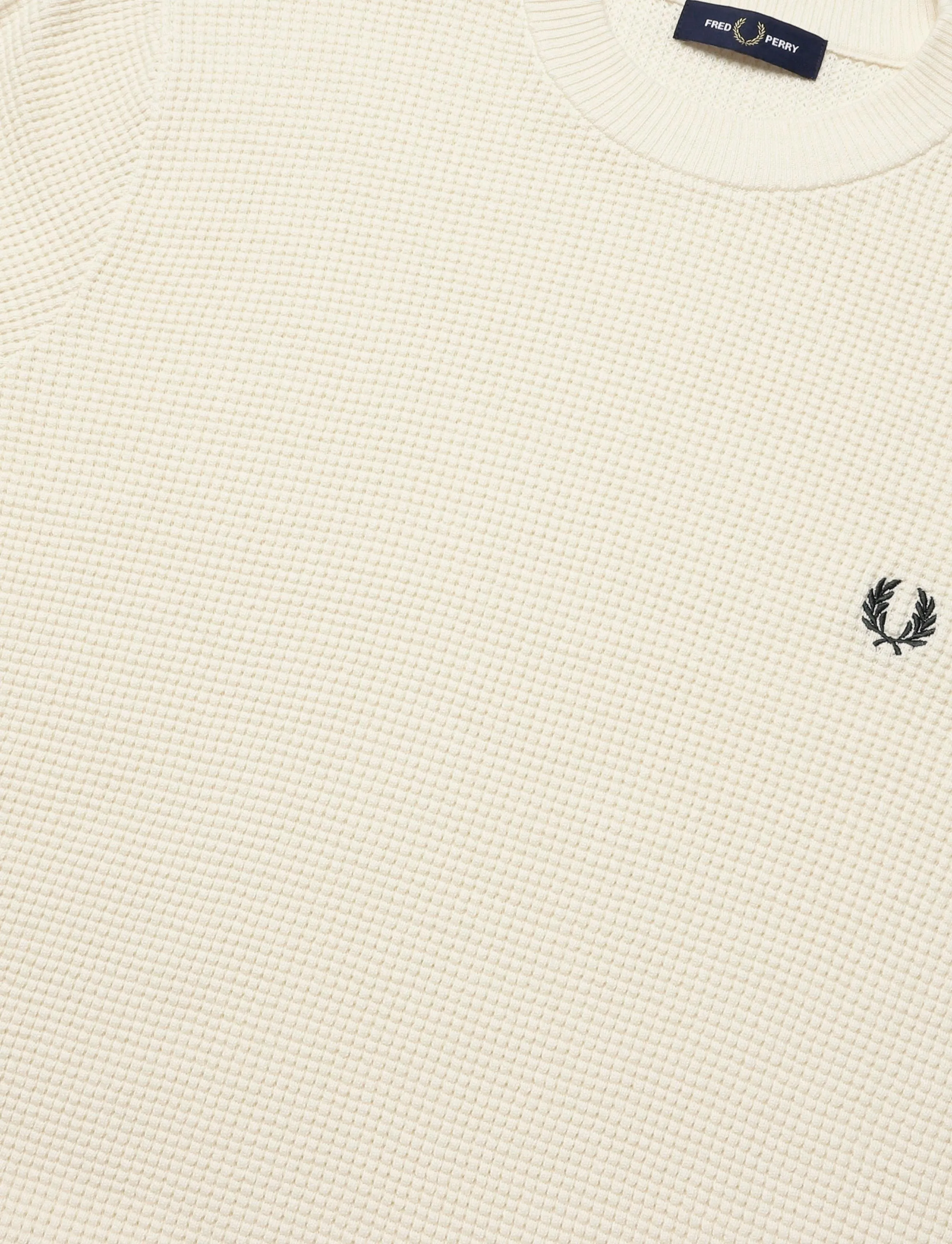 Fred Perry - WAFFLE STITCH JUMPER - rund hals - ecru - 4