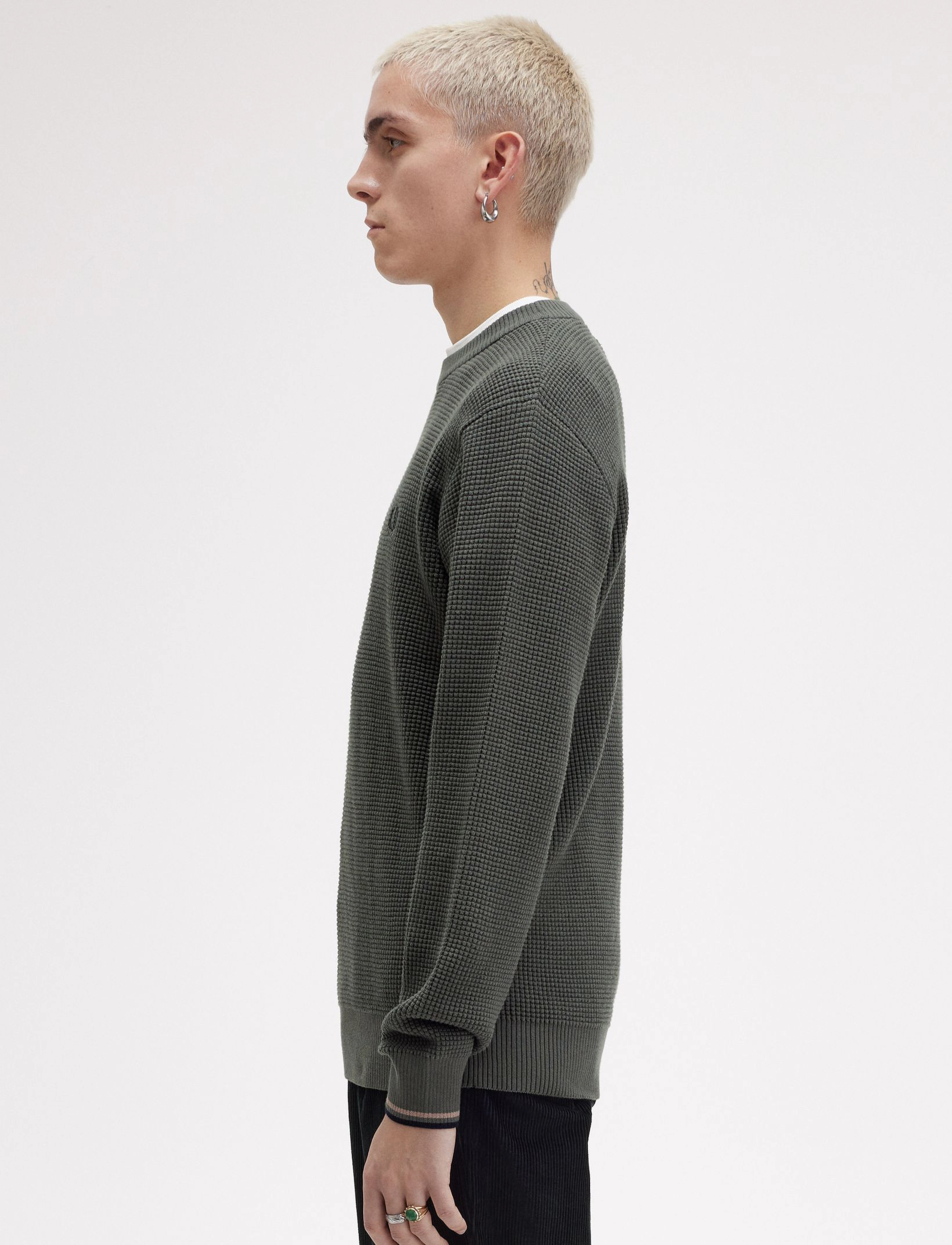 Fred Perry - WAFFLE STITCH JMPR - field green - 3