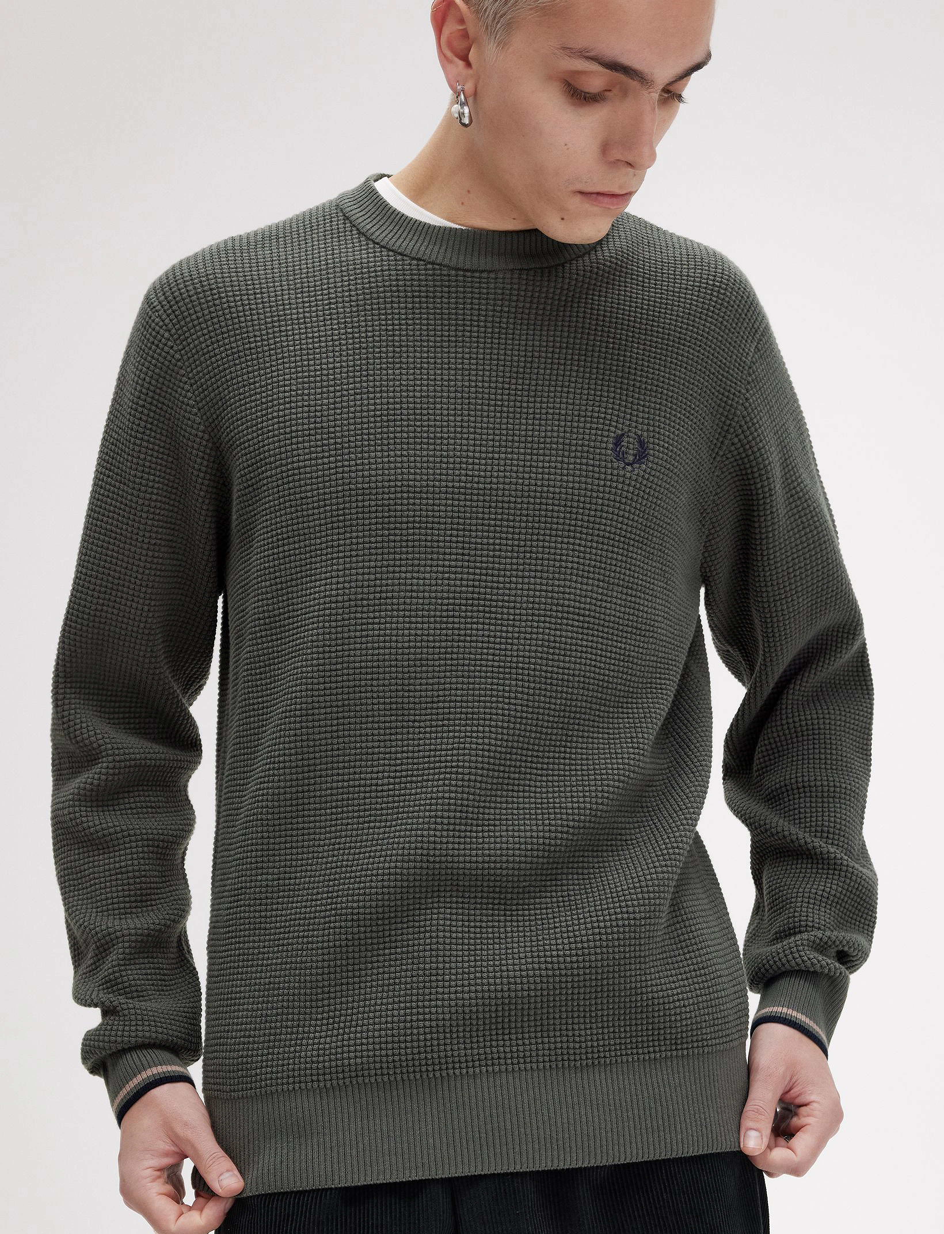 Fred Perry - WAFFLE STITCH JMPR - field green - 4