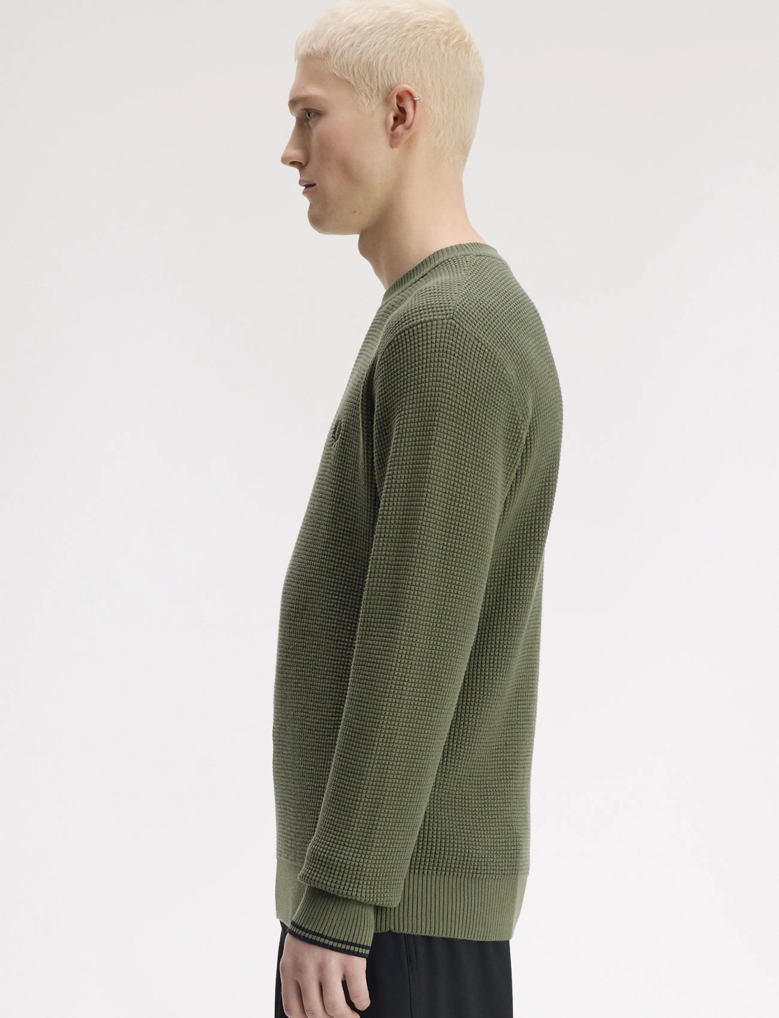 Fred Perry - WAFFLE STITCH JUMPER - rund hals - lrl wrth green - 3