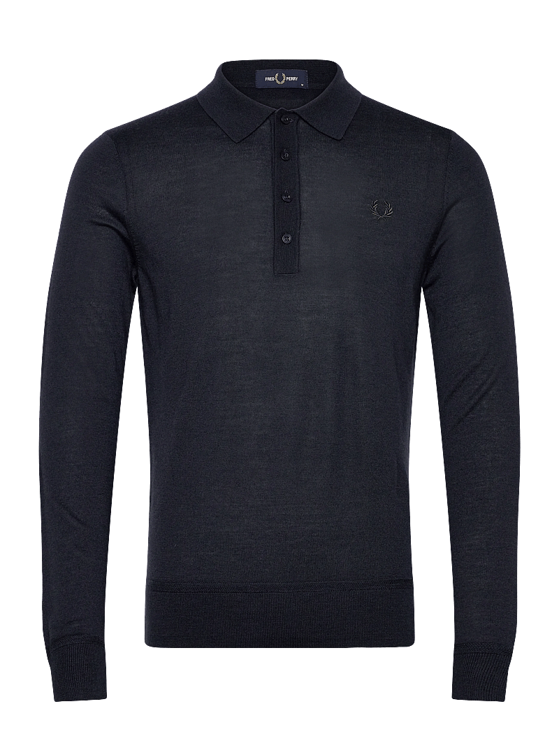 Fred Perry - FINE KNIT LONG SHIRT SHIRT - stickade pikéer - navy - 0
