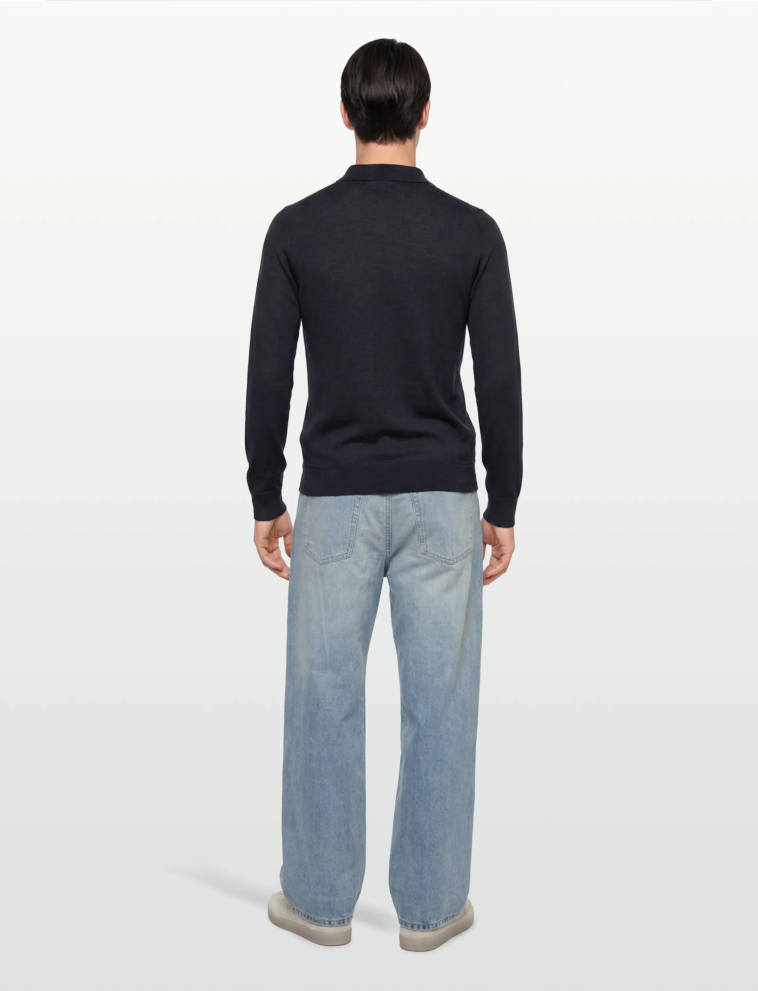 Fred Perry - FINE KNIT LONG SHIRT SHIRT - långärmade stickade pikétröjor - navy - 3