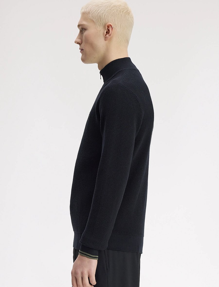 Fred Perry - WAFFLE STITCH HALF ZIP JMPR - pullover mit halbem reißverschluss - black - 3