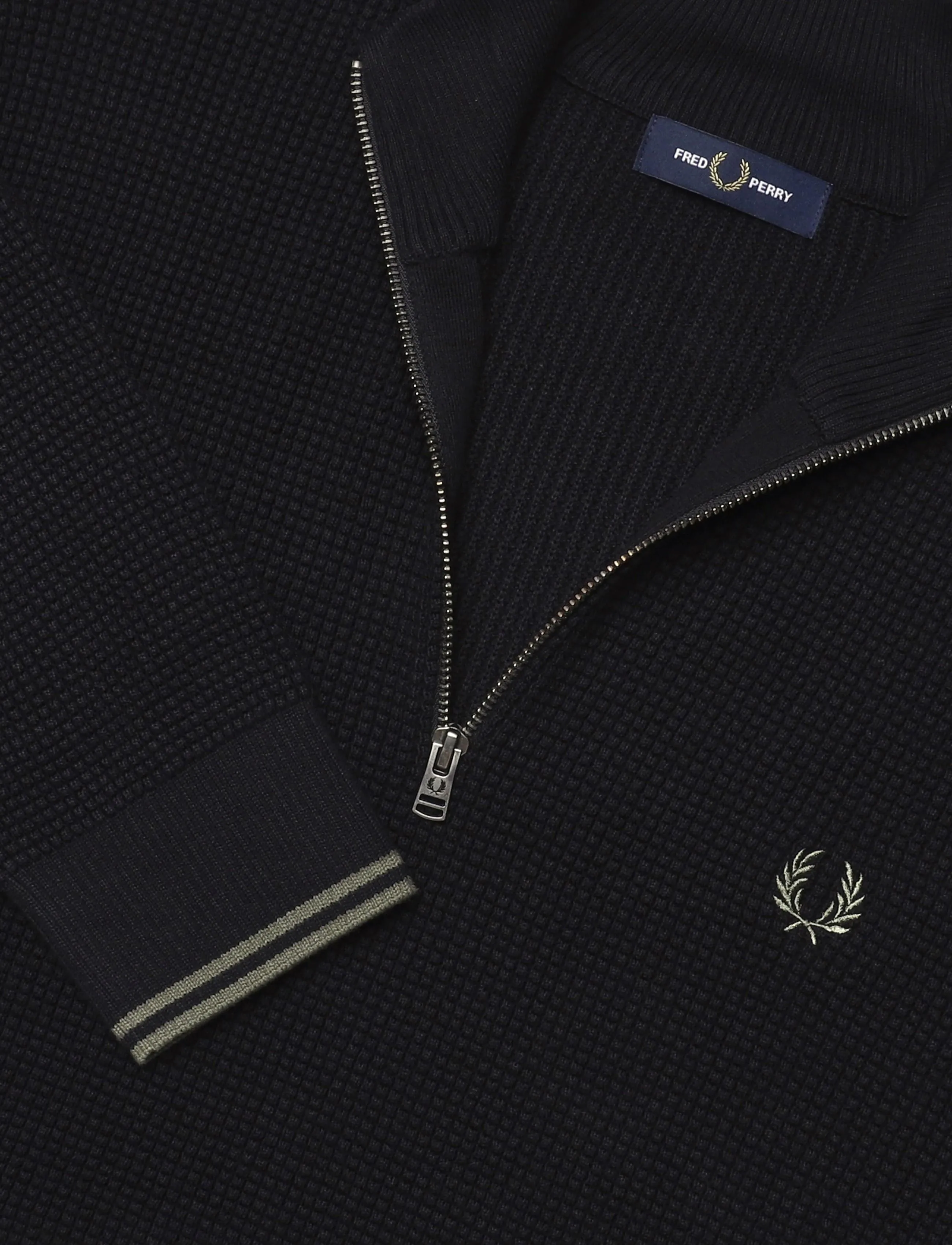 Fred Perry - WAFFLE STITCH HALF ZIP JMPR - black - 4