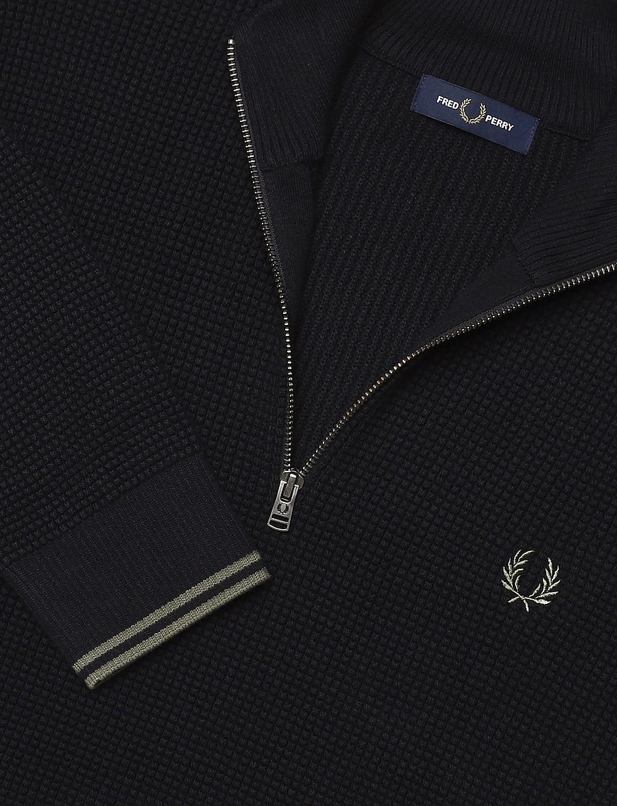 Fred Perry - WAFFLE STITCH HALF ZIP JMPR - pullover mit halbem reißverschluss - black - 4