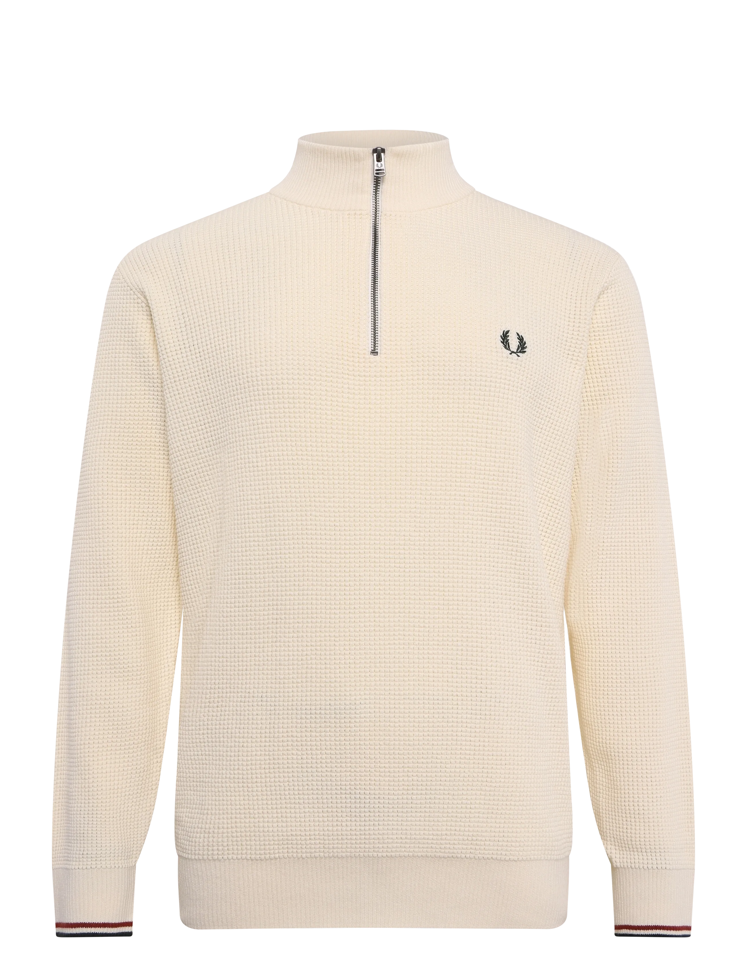 Fred Perry - WAFFLE STITCH HALF ZIP JMPR - ecru - 1
