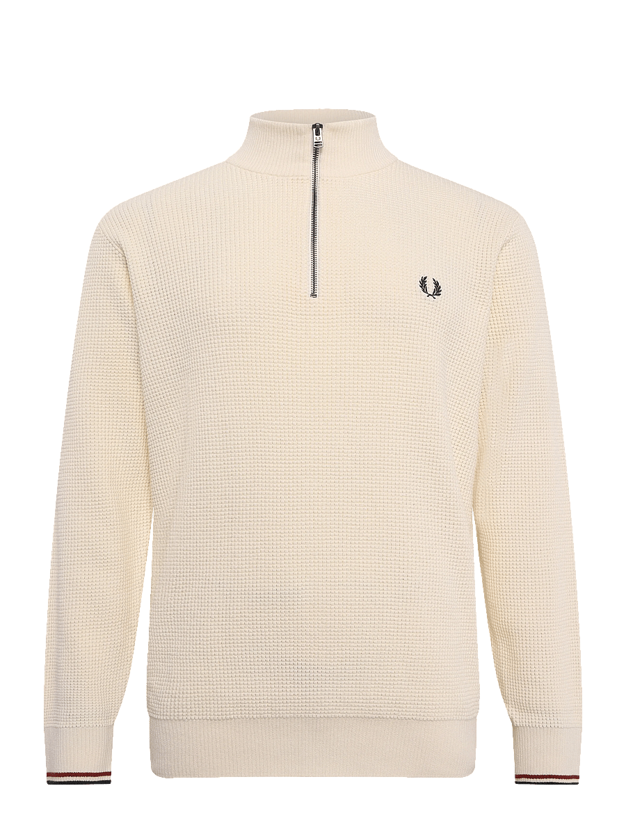 Fred Perry - WAFFLE STITCH HALF ZIP JMPR - pullover mit halbem reißverschluss - ecru - 1