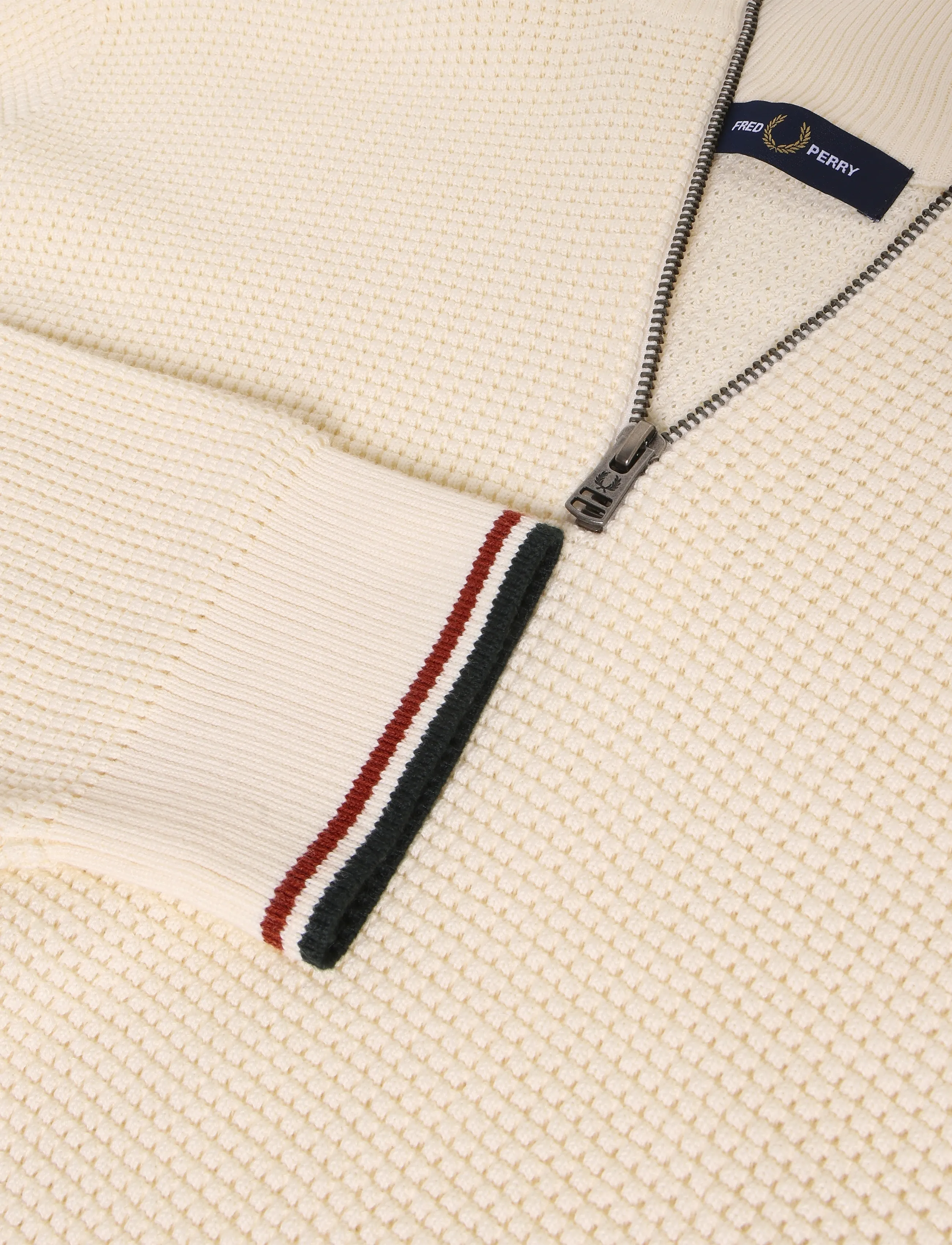 Fred Perry - WAFFLE STITCH HALF ZIP JMPR - ecru - 4