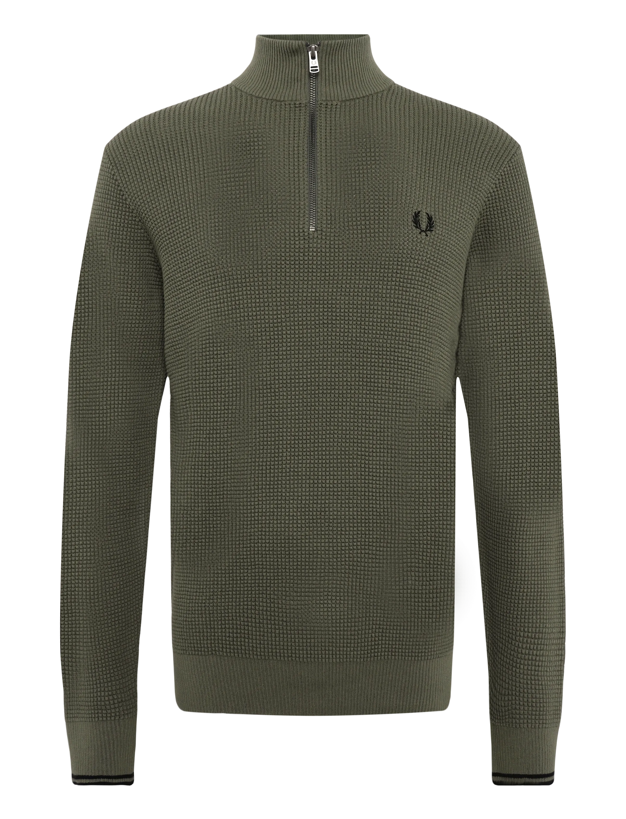 Fred Perry WAFFLE STITCH HALF ZIP JMPR - Strik - LRL WRTH GREEN / khaki/green