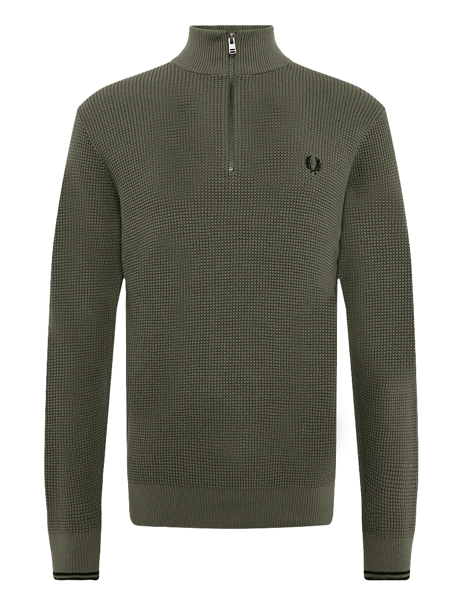 Fred Perry - WAFFLE STITCH HALF ZIP JMPR - pullover mit halbem reißverschluss - lrl wrth green - 0