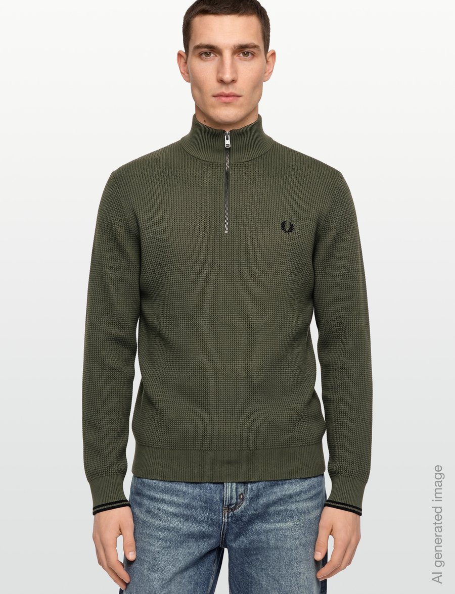 Fred Perry - WAFFLE STITCH HALF ZIP JMPR - pullover mit halbem reißverschluss - lrl wrth green - 3