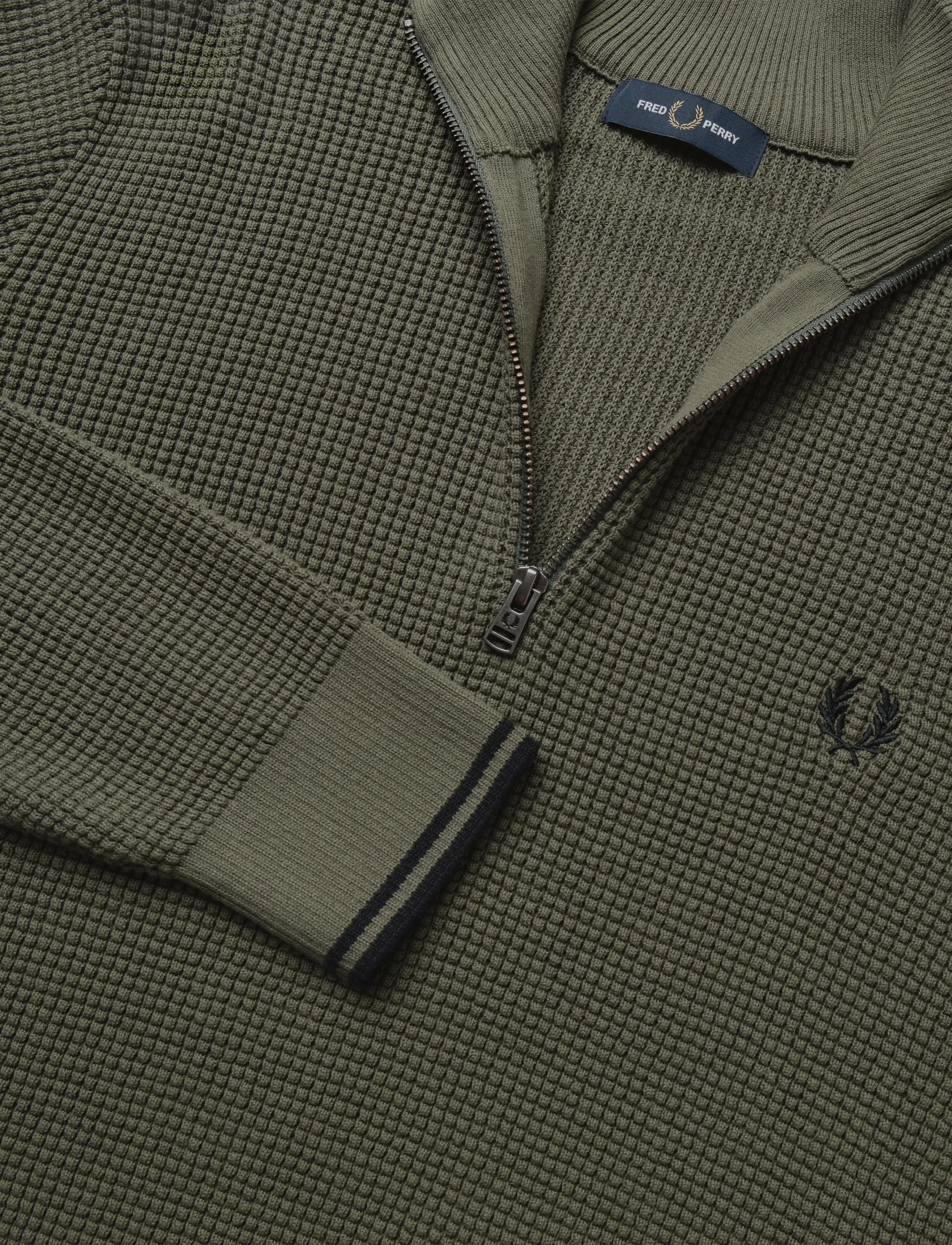 Fred Perry - WAFFLE STITCH HALF ZIP JMPR - halfzip strik - lrl wrth green - 2
