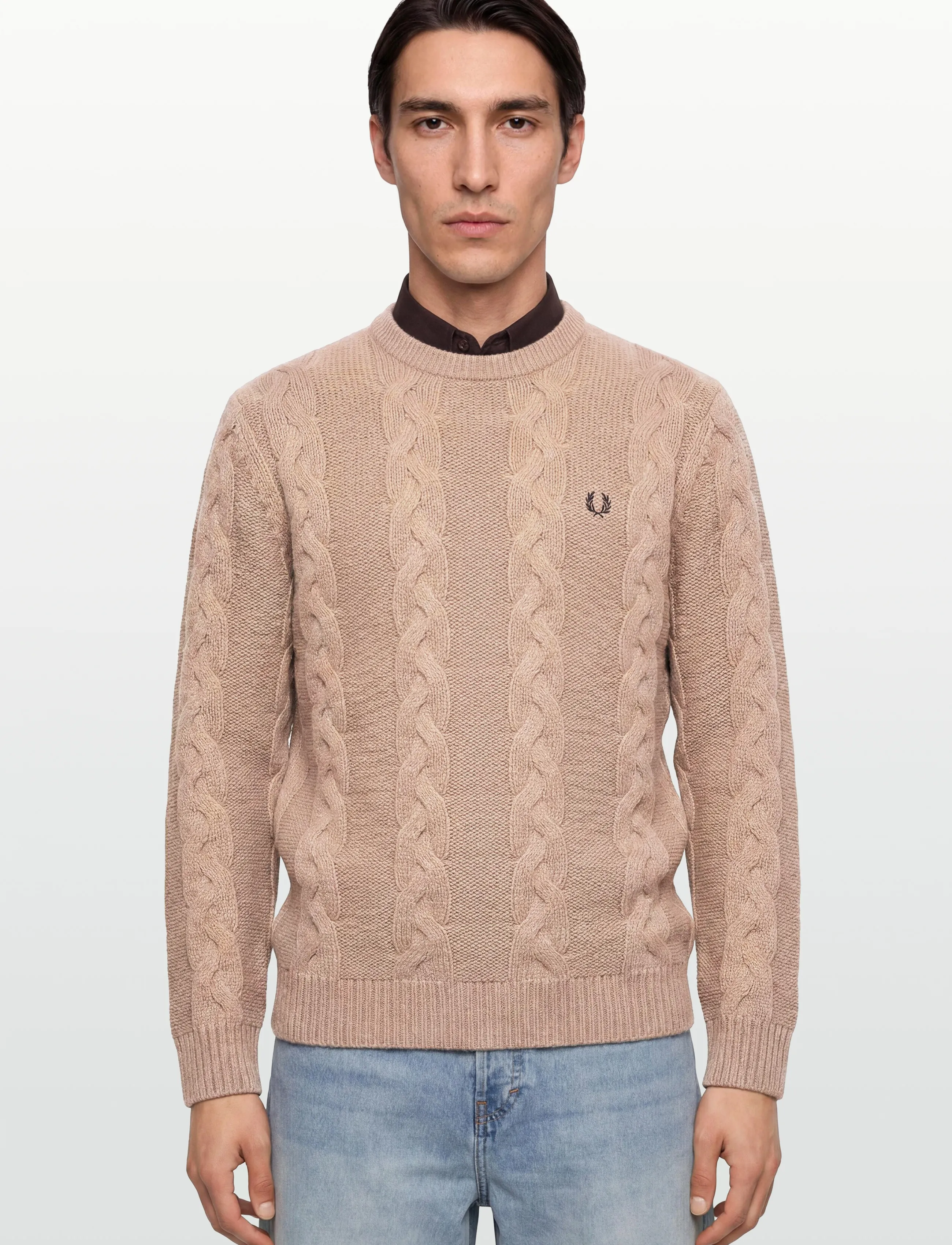 Fred Perry - CHUNKY CABLE KNIT JMPR - stickade basplagg - warm oat - 3
