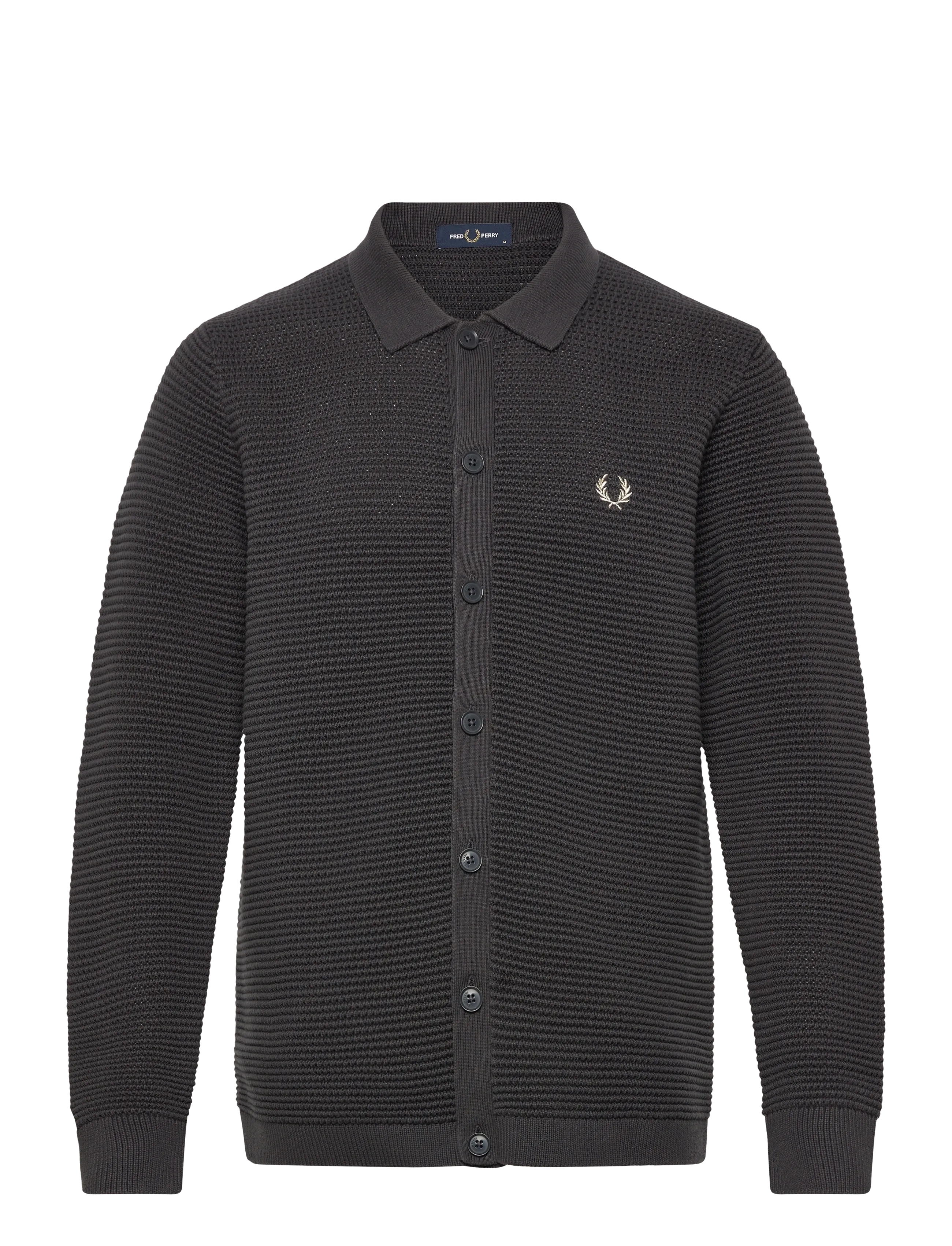 Fred Perry POINTELLE BUTTON T CRDGN - Cardigans - ANCHOR GREY / grey