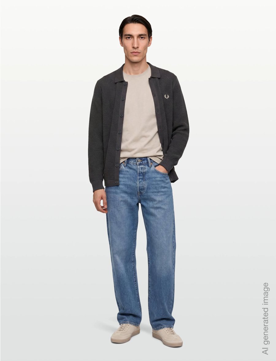 Fred Perry - POINTELLE BUTTON T CRDGN - strickjacken - anchor grey - 0