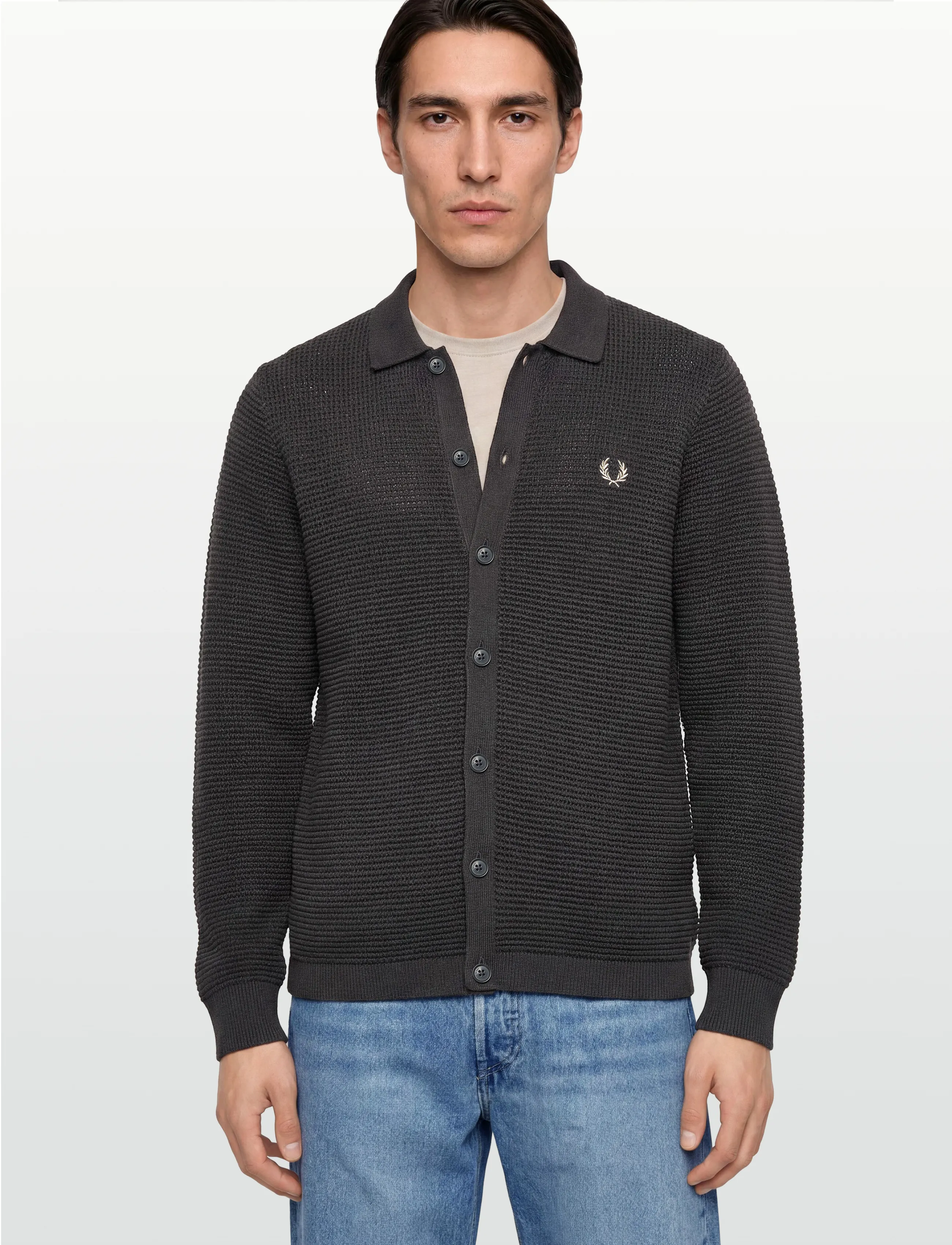 Fred Perry - POINTELLE BUTTON T CRDGN - cardigans - anchor grey - 3
