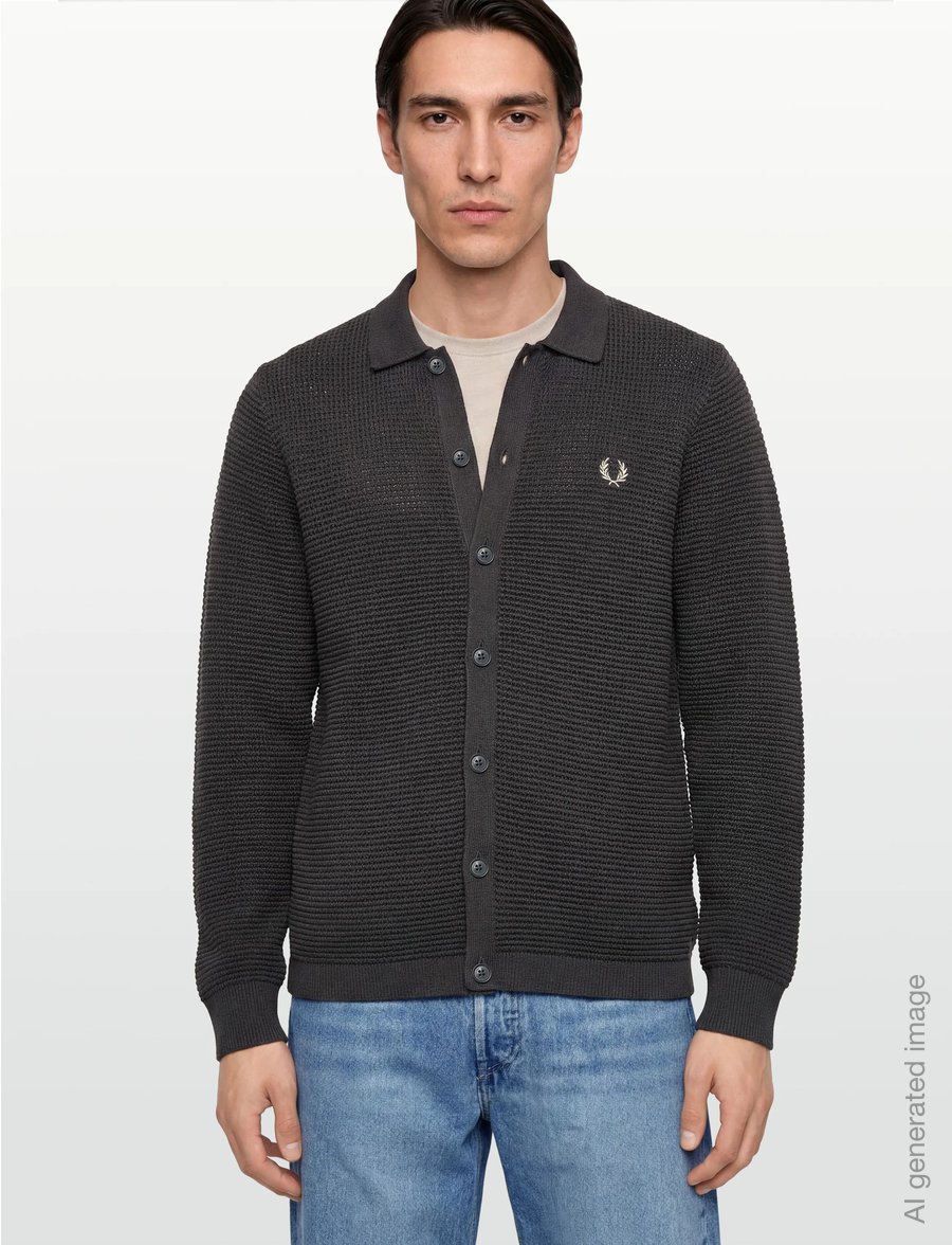 Fred Perry - POINTELLE BUTTON T CRDGN - strickjacken - anchor grey - 3