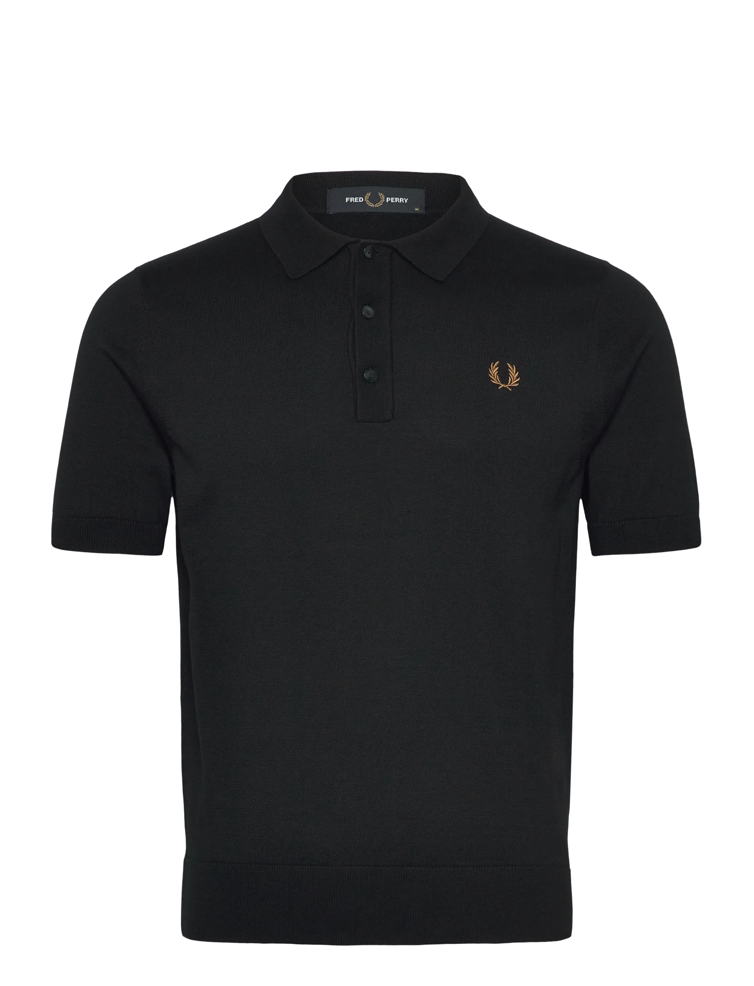 Fred Perry COTTON KNITTED SHIRT - Strickmode - BLACK / black