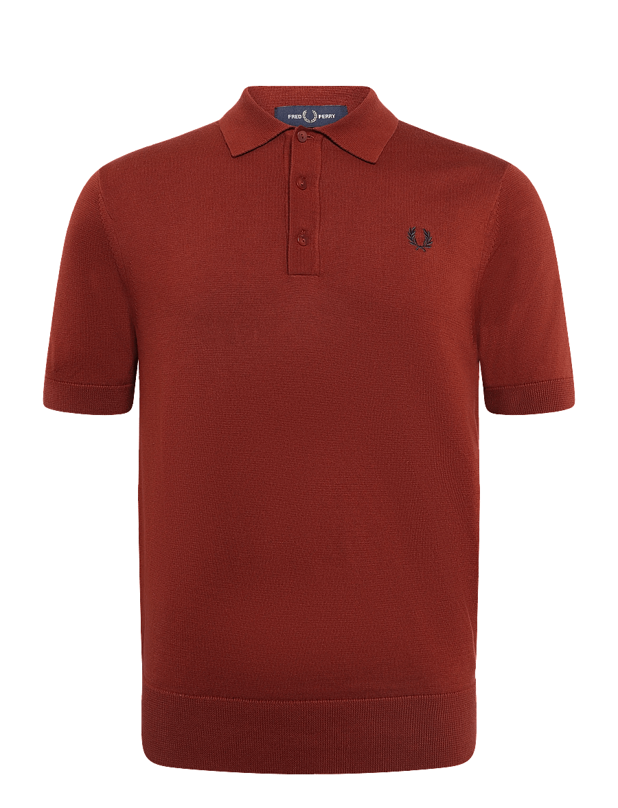 Fred Perry - COTTON KNITTED SHIRT - langärmlige strick-polohemden - brandy - 1