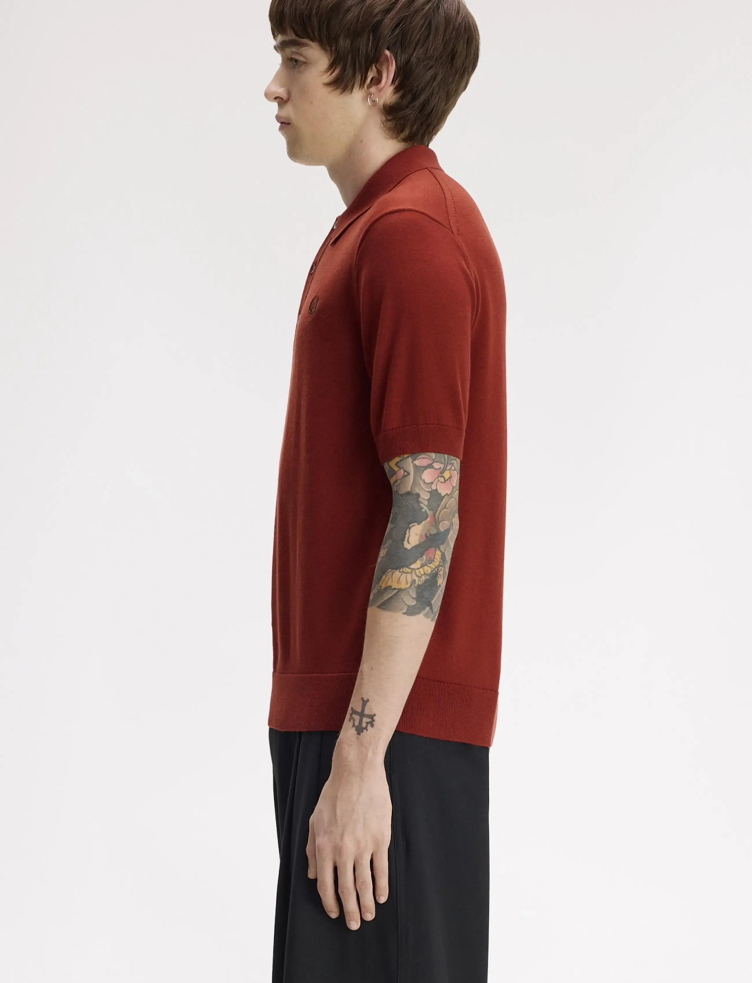 Fred Perry - COTTON KNITTED SHIRT - polostrik - brandy - 3